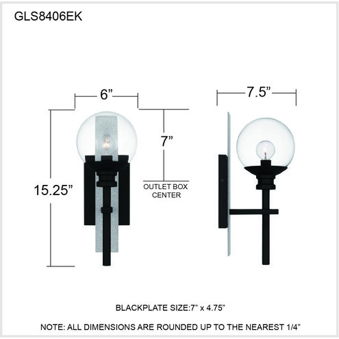 Gladstone 1 Light 15 inch Earth Black Outdoor Wall Lantern