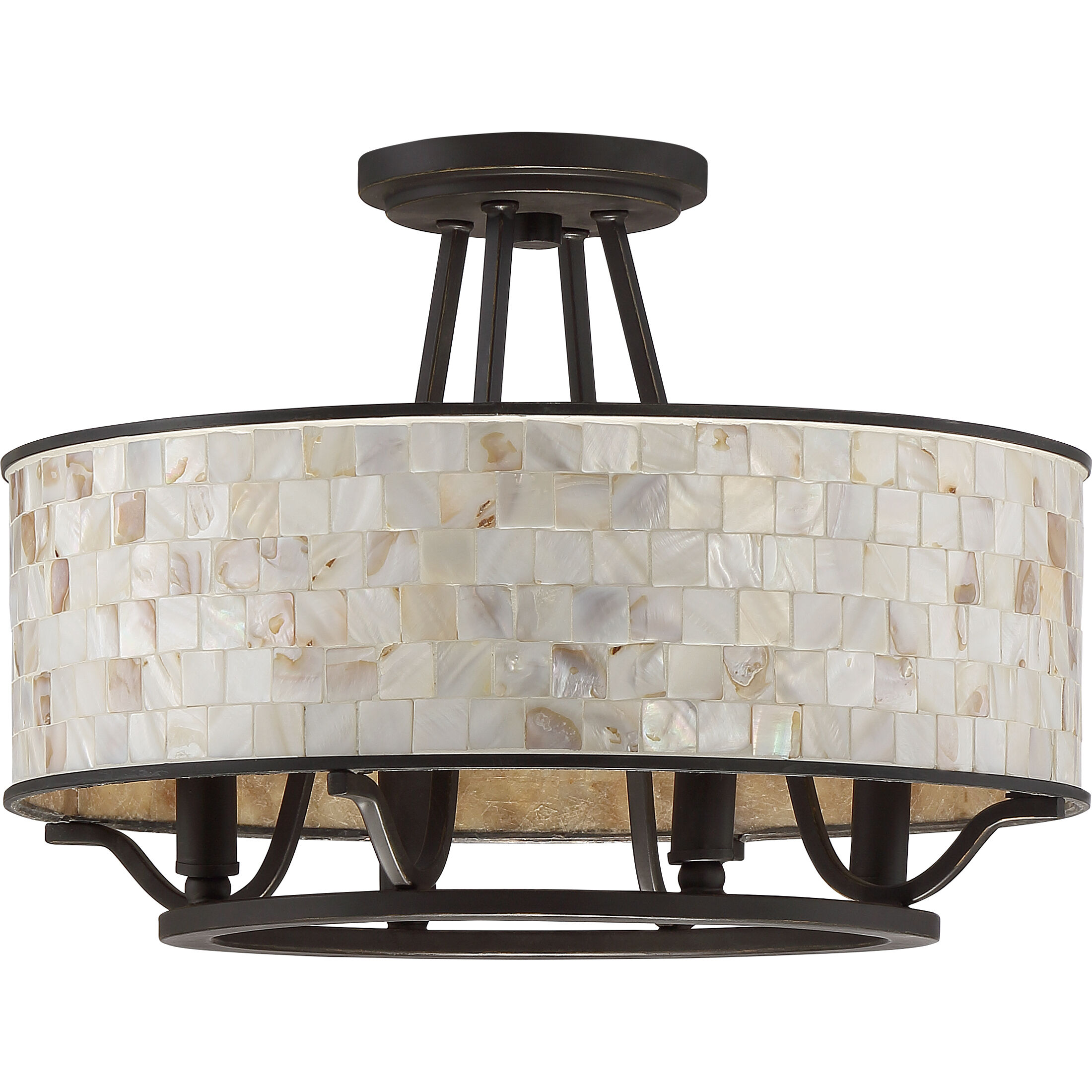 Aristocrat 4 Light 16 inch Palladian Bronze Semi-Flush Mount Ceiling Light, Naturals