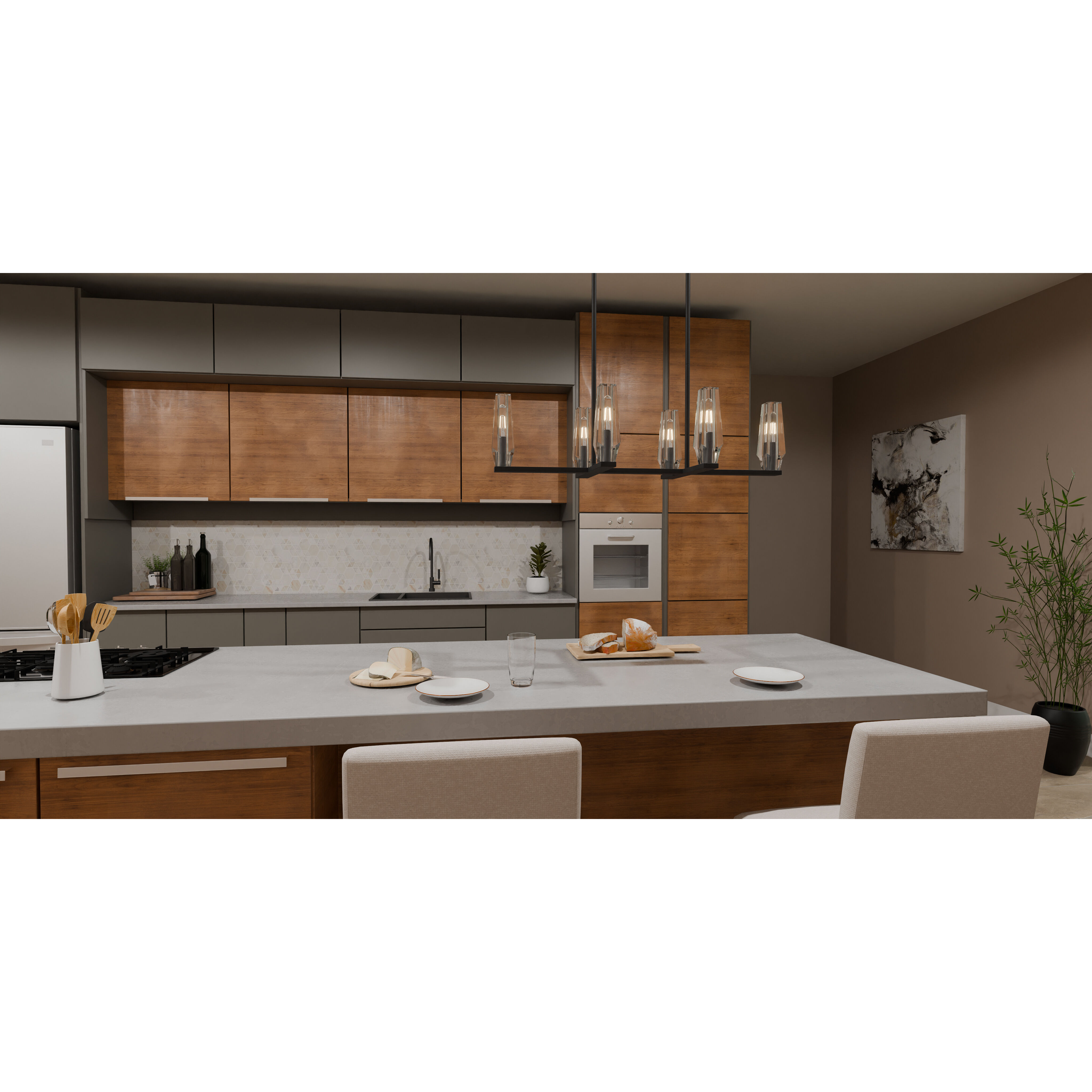 Malamute 6 Light 36.5 inch Matte Black Island Light Ceiling Light