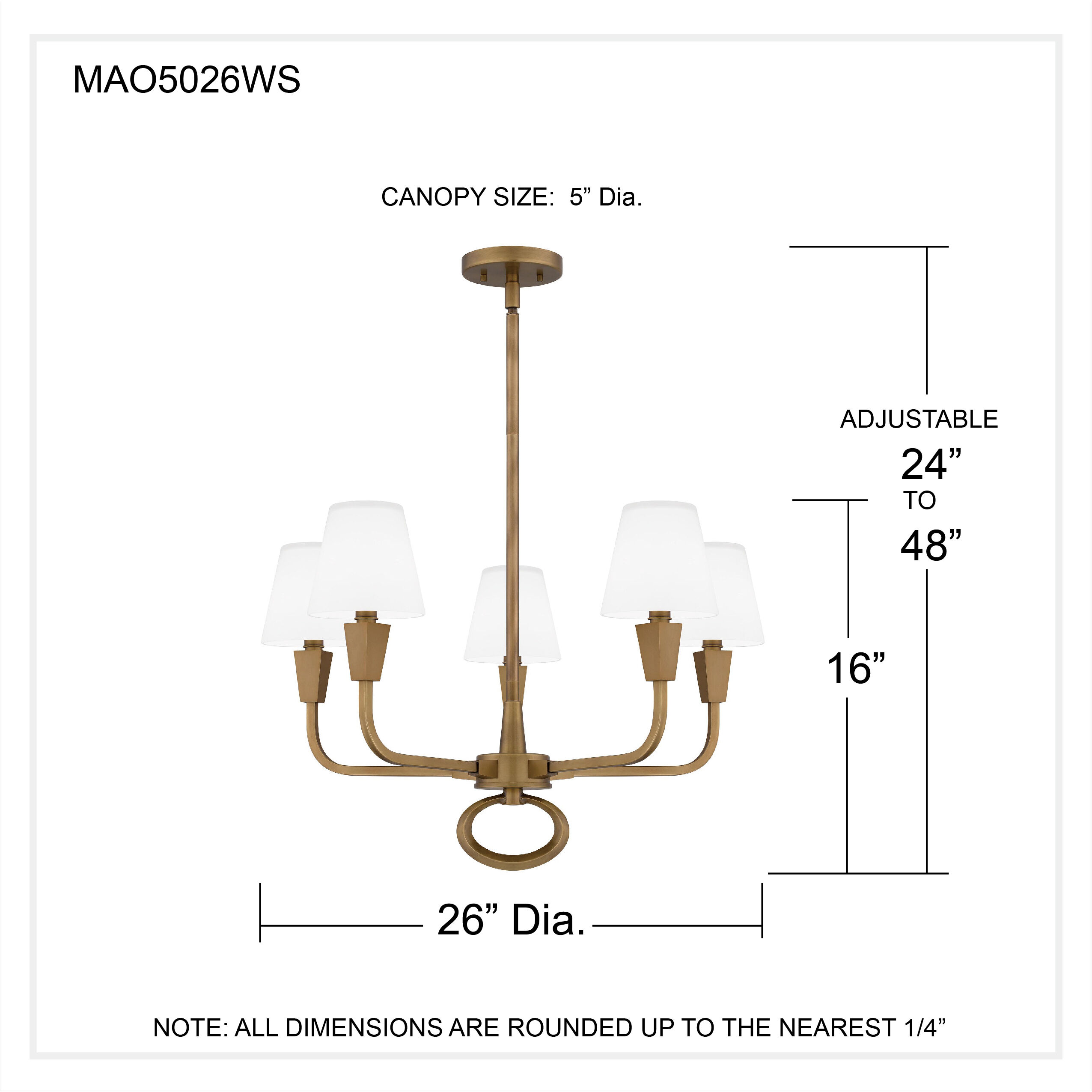 Mallory 5 Light 26 inch Weathered Brass Chandelier Ceiling Light