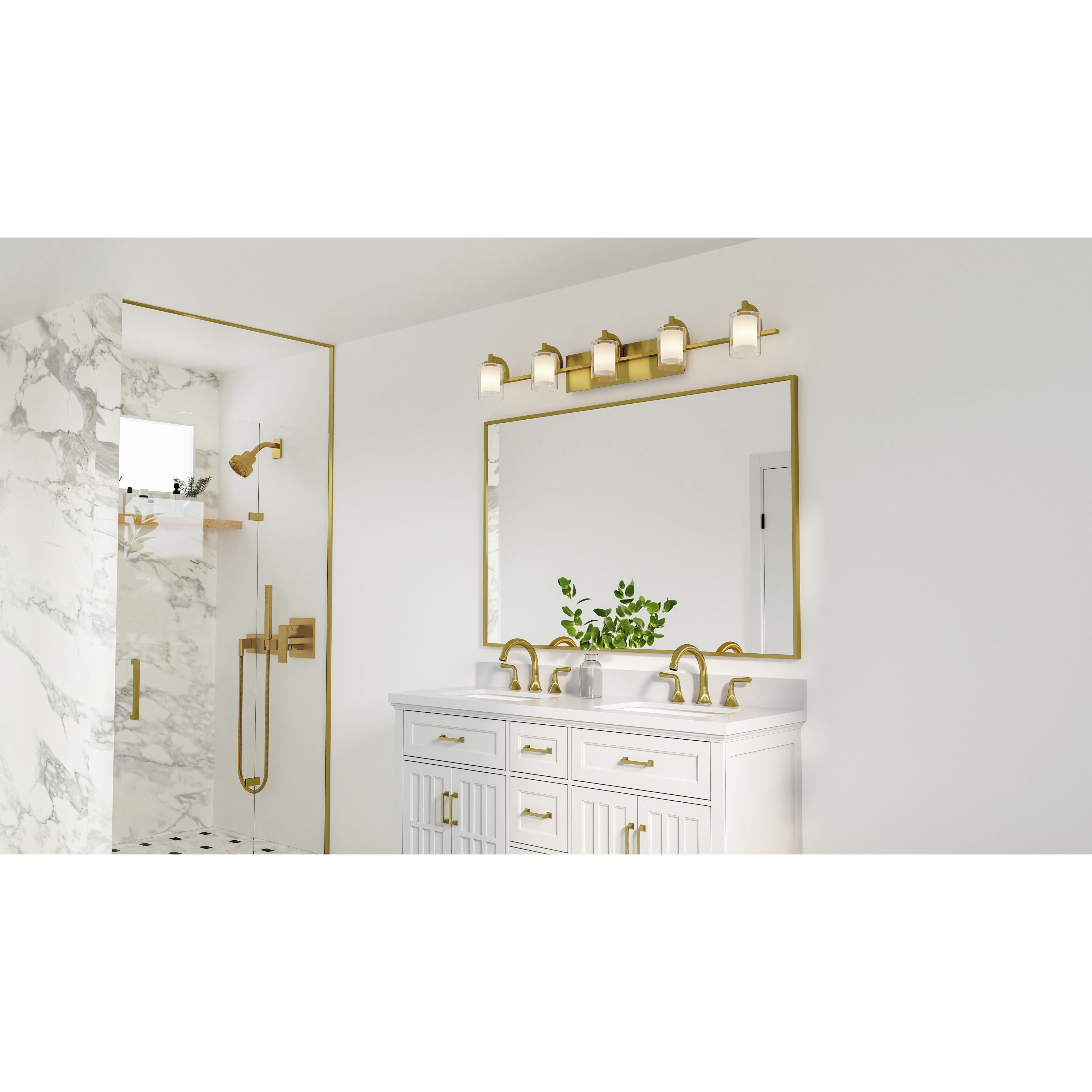 Kolt 5 Light 42 inch Brushed Gold Bath Light Wall Light