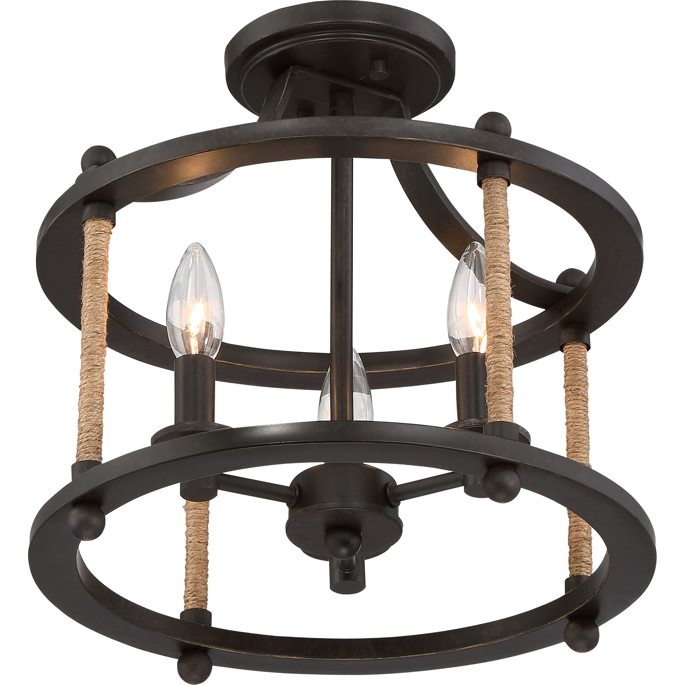 Frontier 3 Light 13 inch Imperial Bronze Semi-Flush Mount Ceiling Light