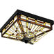 Tiffany 3 Light 14 inch Matte Black Flush Mount Ceiling Light