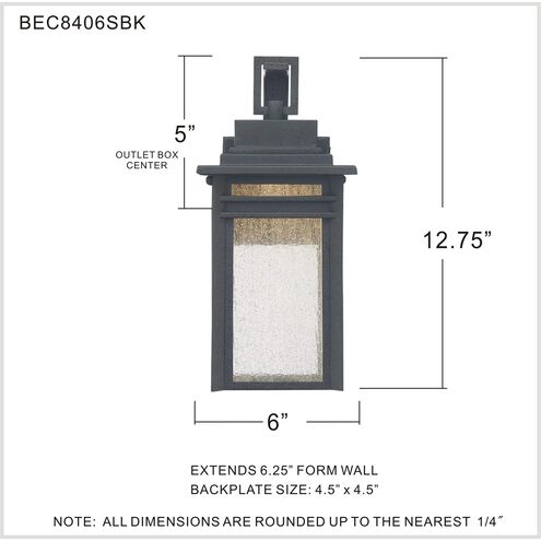 Beacon 13 inch Stone Black Outdoor Wall Lantern