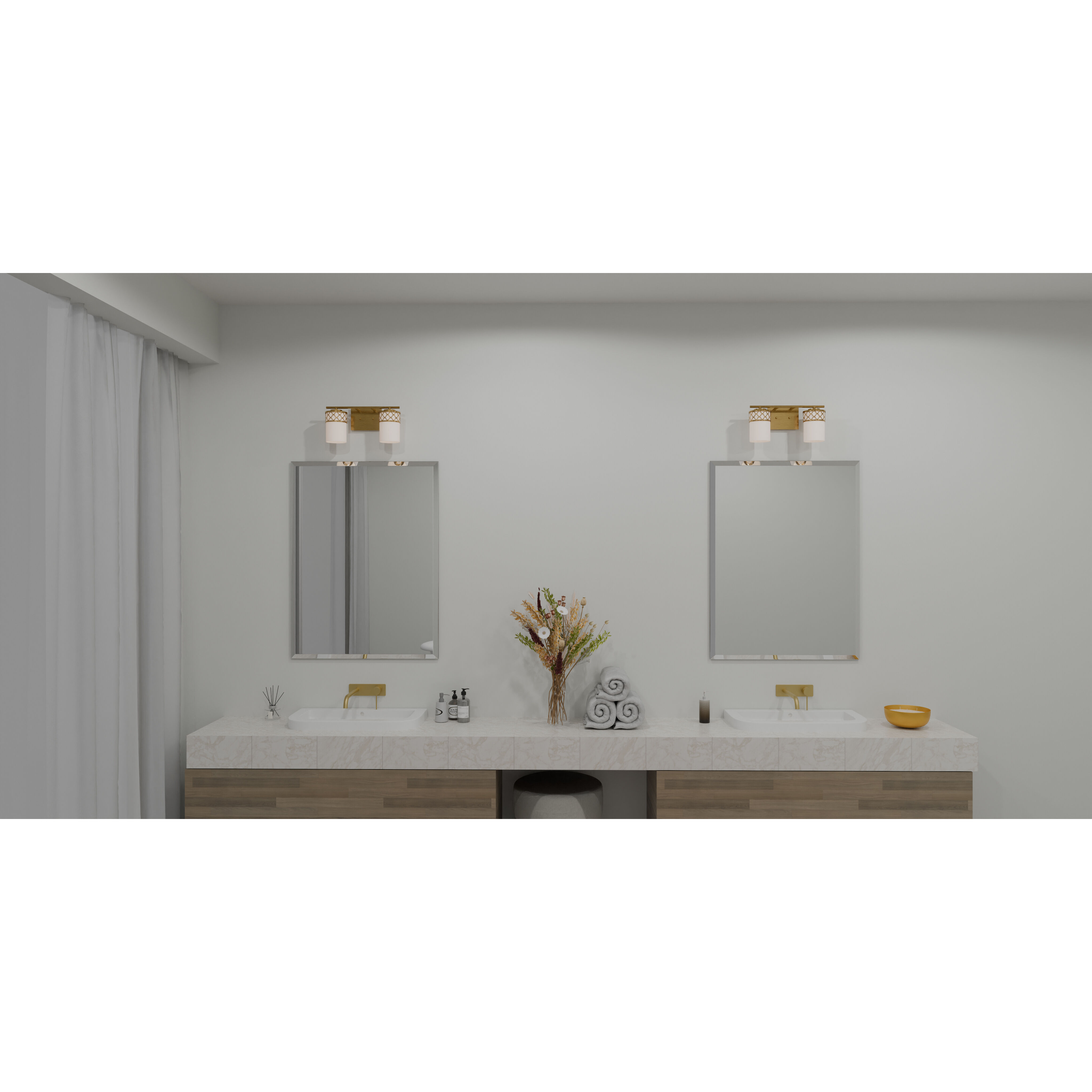 Tenley 2 Light 15 inch Aged Brass Bath Light Wall Light, Medium