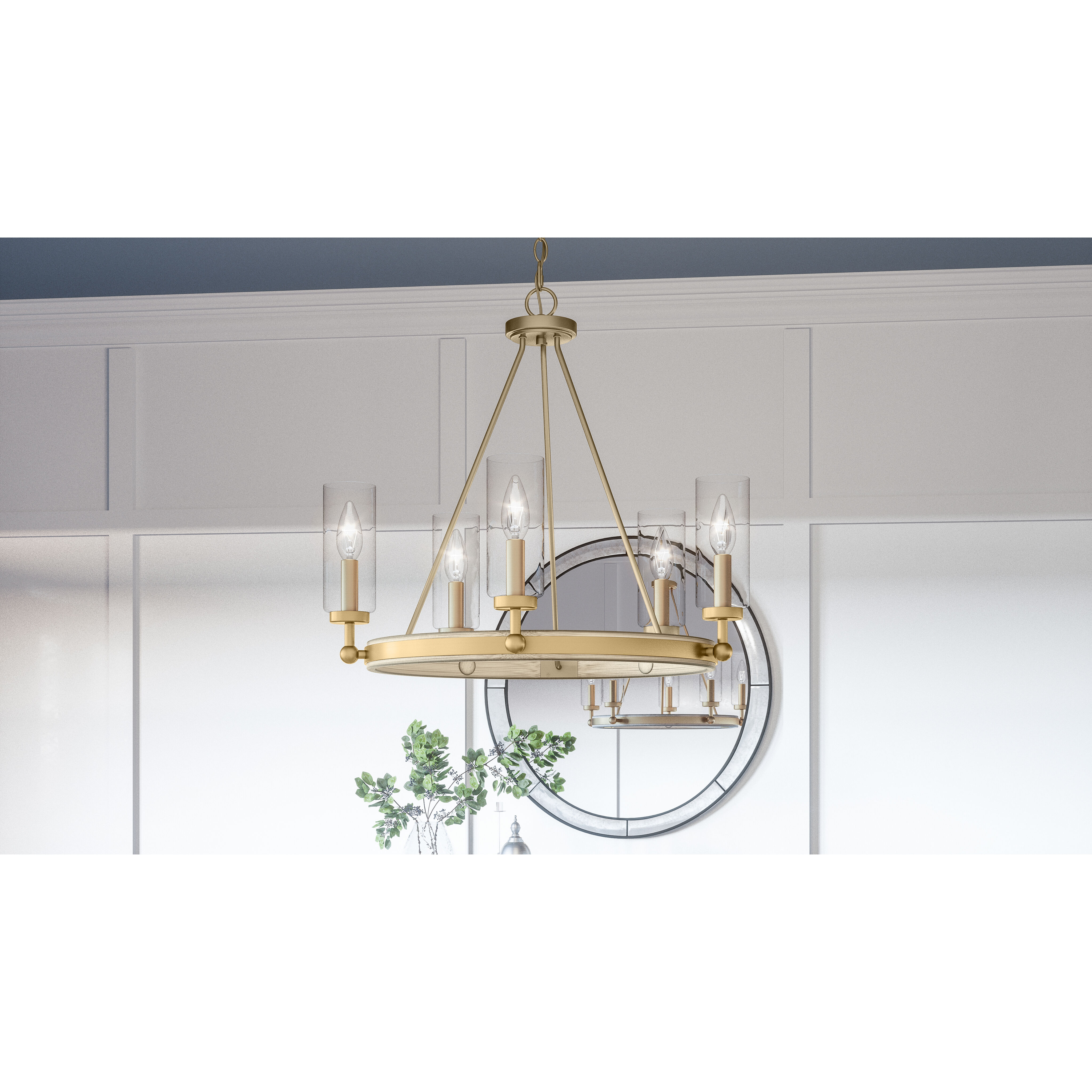 Kelleher 5 Light 24 inch Nouveau Painted Weathered Brass Chandelier Ceiling Light