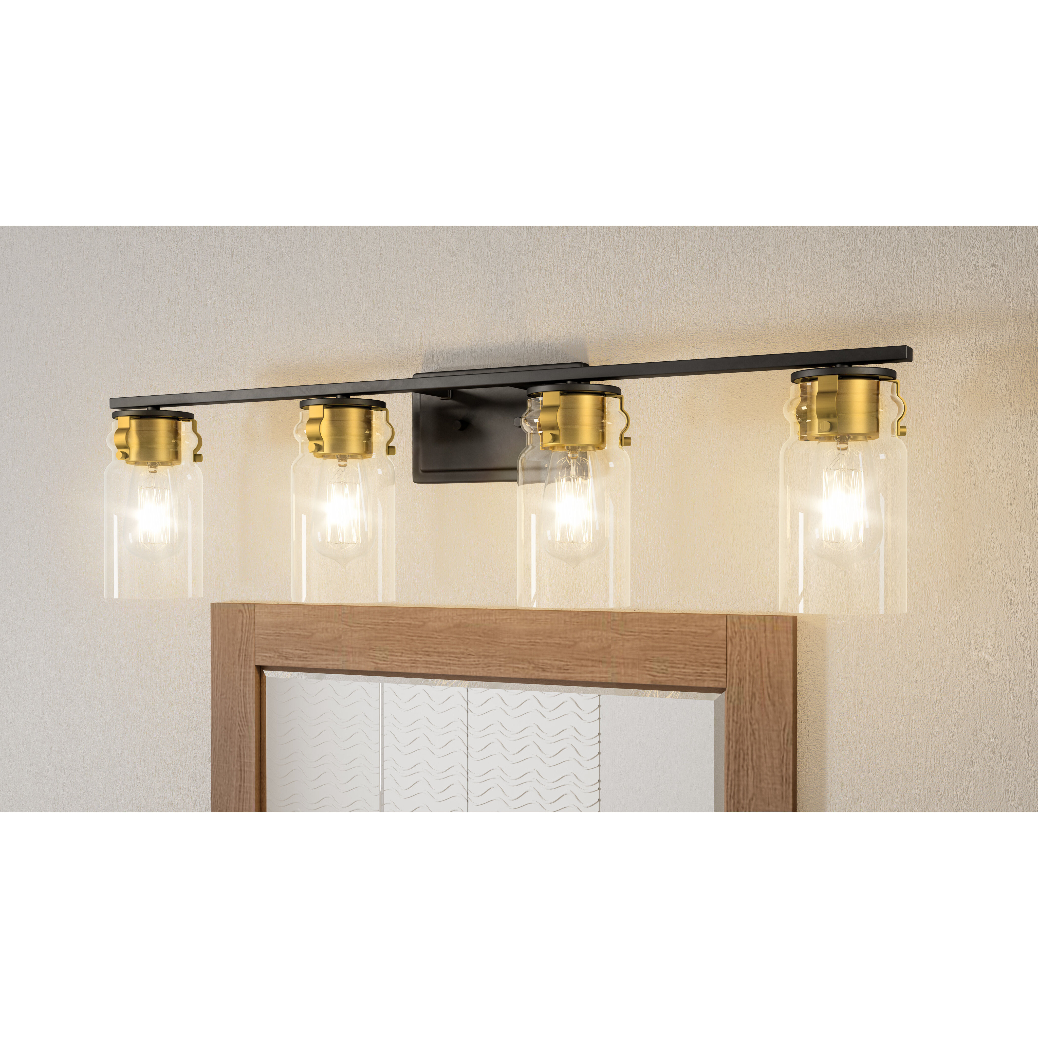 Keesey 4 Light 32 inch Matte Black Bath Light Wall Light