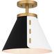 Trette 1 Light 12 inch Brushed Weathered Brass Semi-Flush Mount Ceiling Light, Small