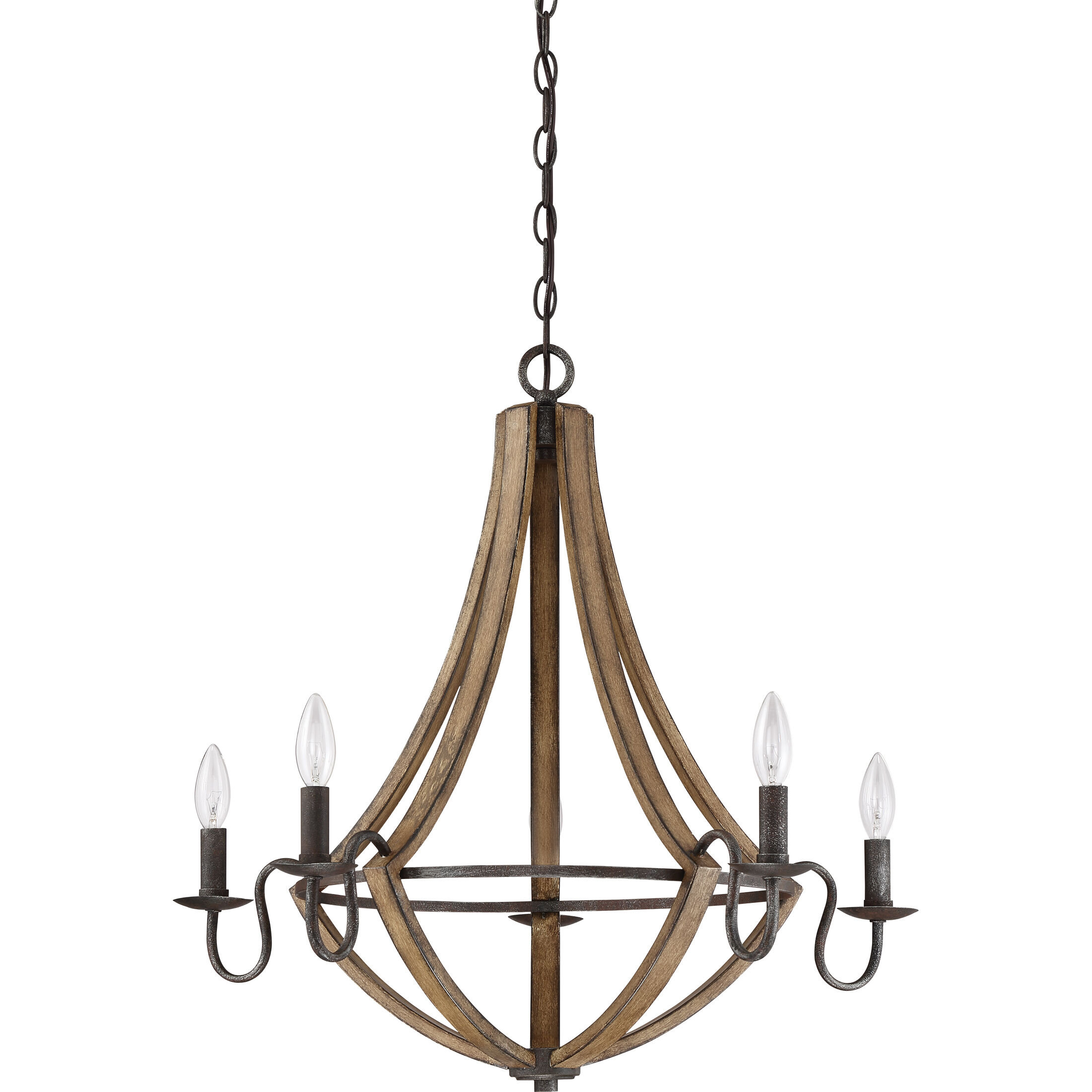 Shire 5 Light 27 inch Rustic Black Chandelier Ceiling Light