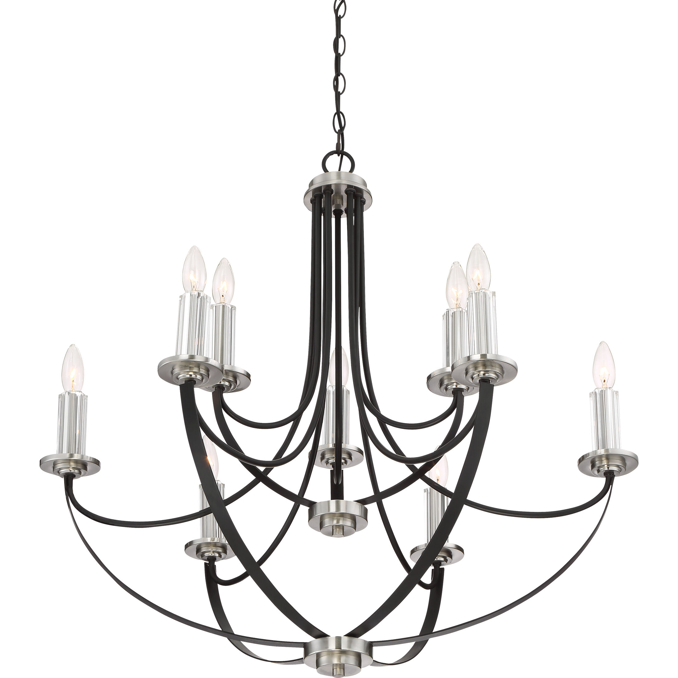 Alana 9 Light 32 inch Mystic Black Chandelier Ceiling Light, Two Tier