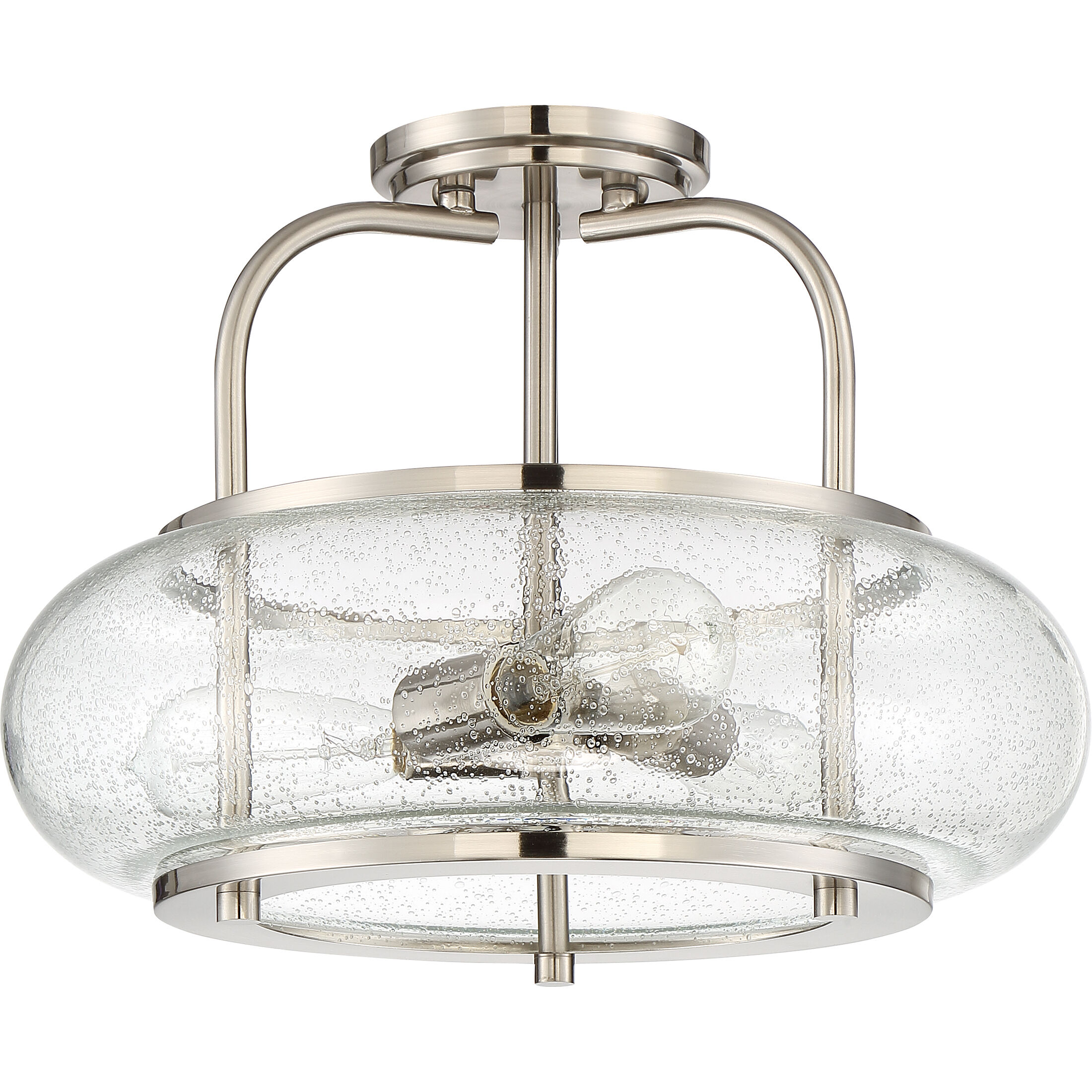 Semi flush mount ceiling light brushed nickel top