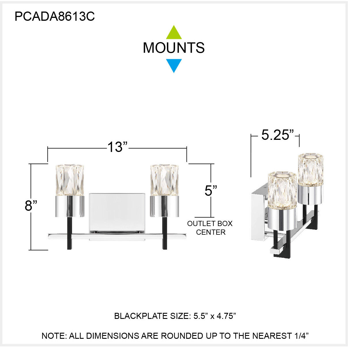 Adena LED 13 inch Polished Chrome Bath Light Wall Light