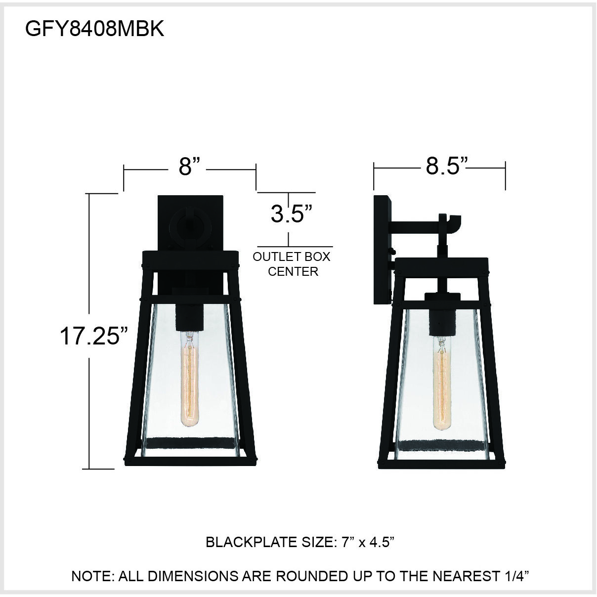 Godfrey 1 Light 17 inch Matte Black Outdoor Wall Lantern