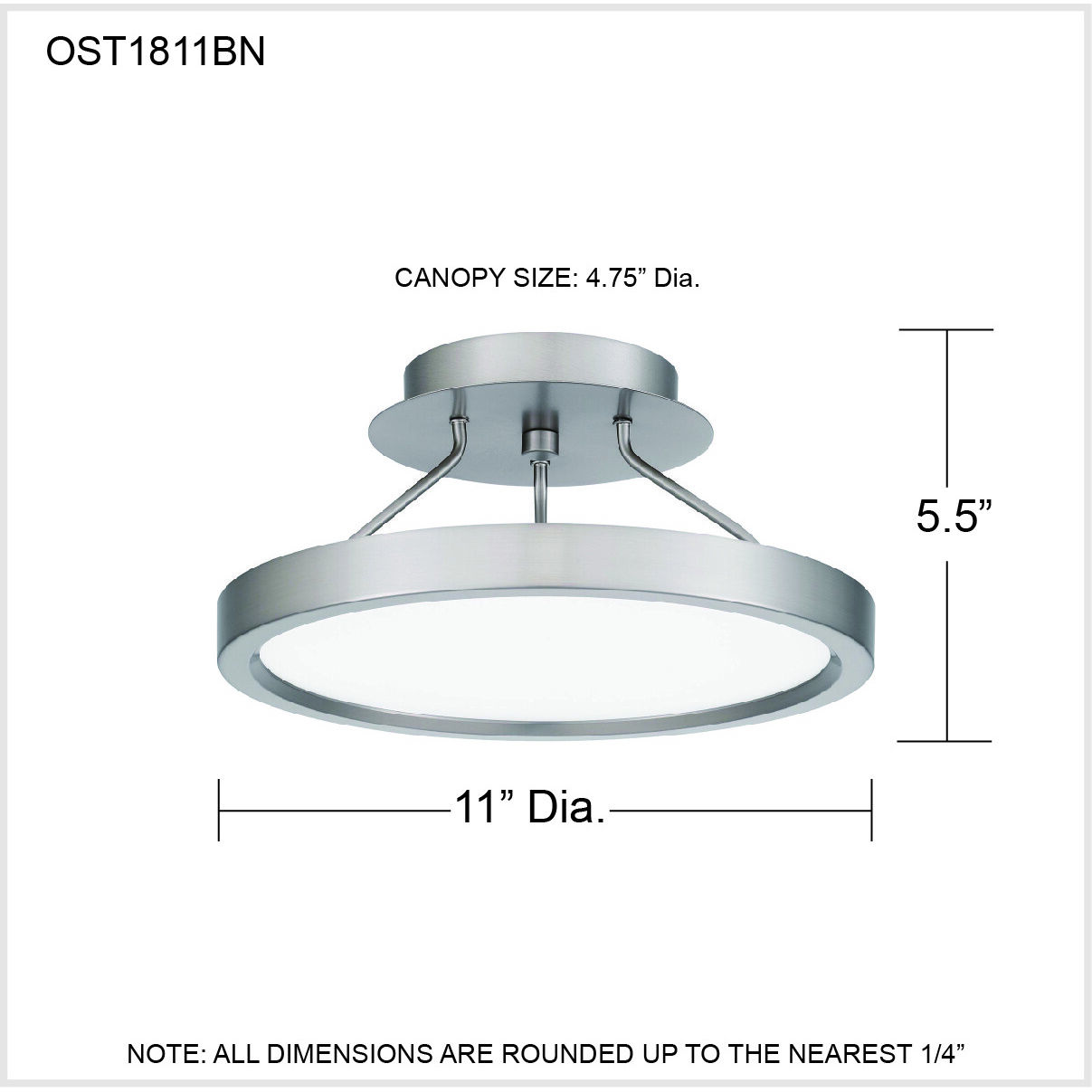 Outskirts LED 11 inch Brushed Nickel Semi-Flush Mount Ceiling Light