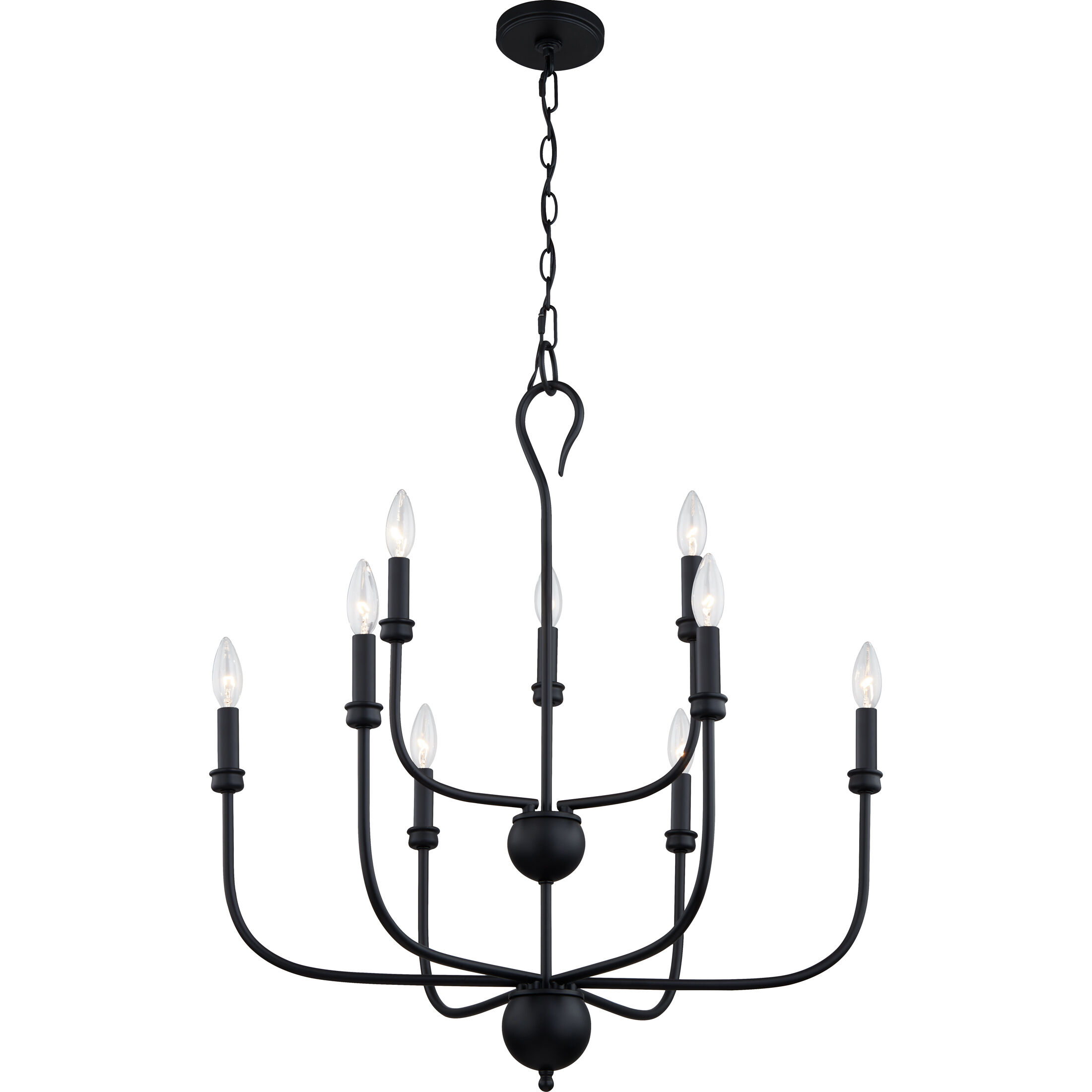Blanche 9 Light 27 inch Matte Black Chandelier Ceiling Light
