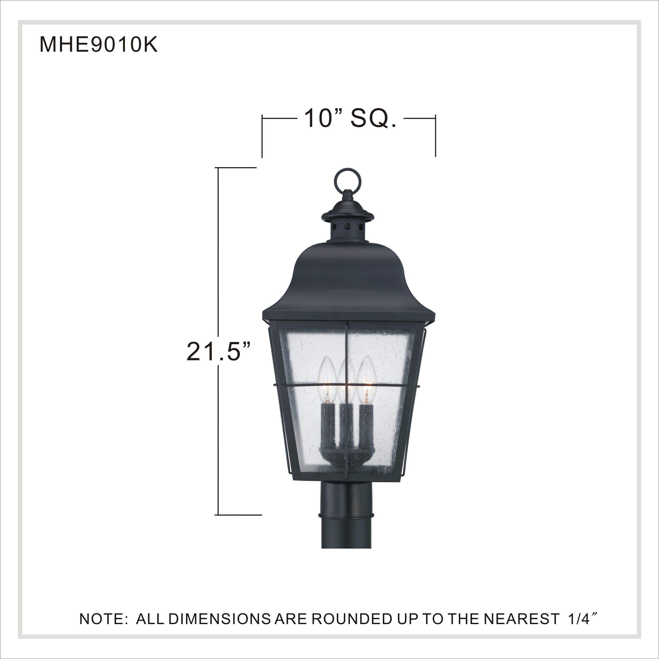 Millhouse 3 Light 22 inch Mystic Black Post Lantern