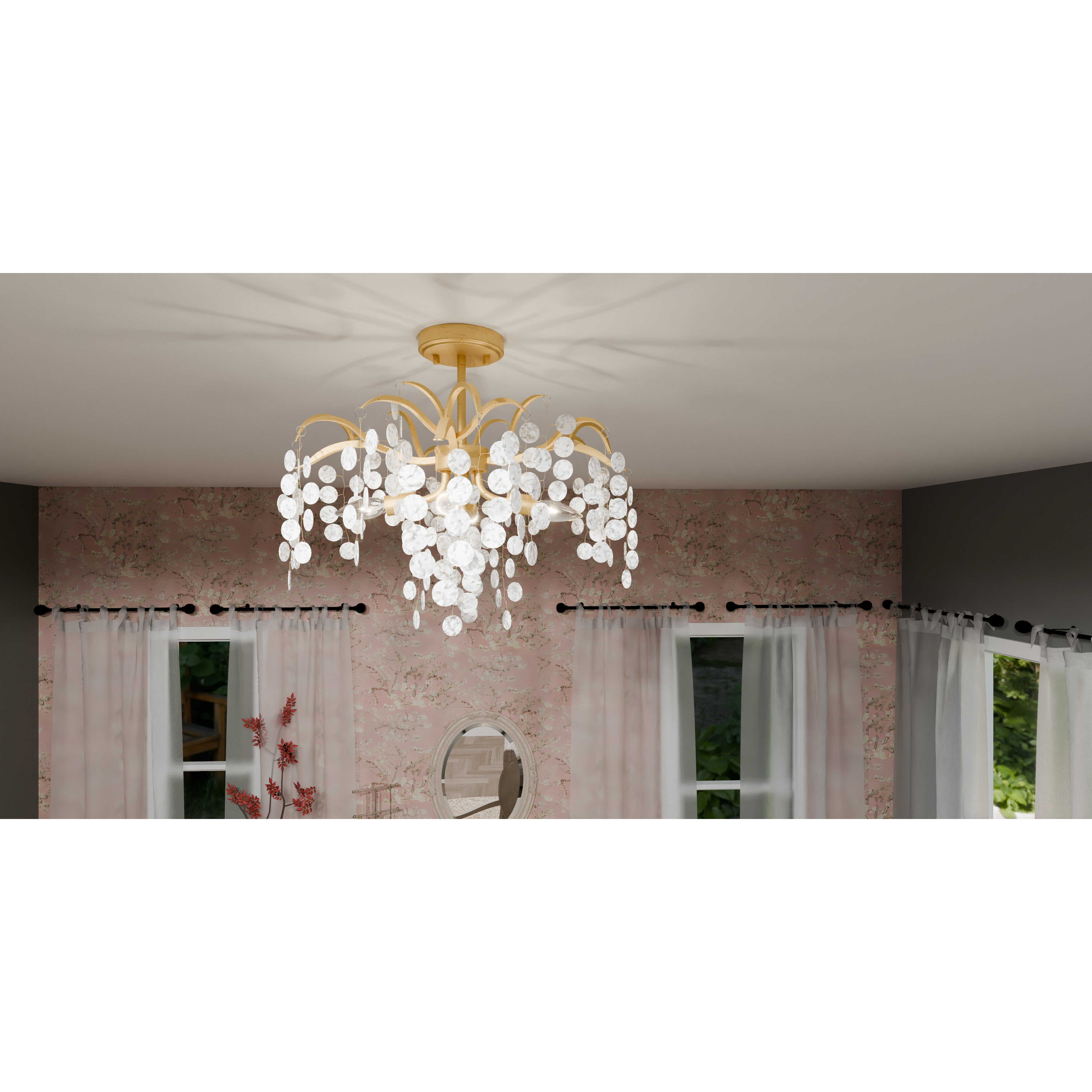 Quoizel Maple 4 Light Semi Flush Mount Gold Leaf
