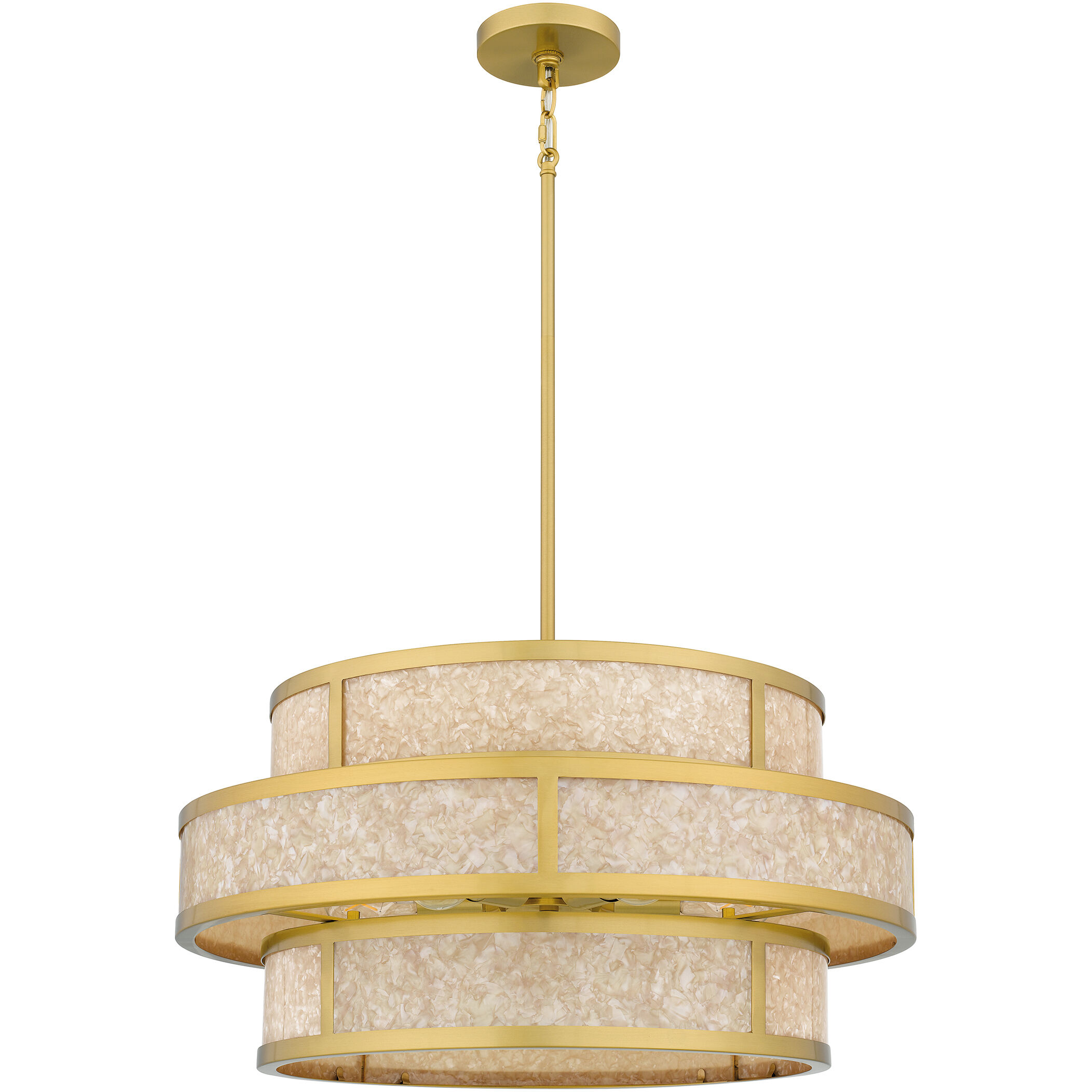 Stoneland 6 Light 24 inch Brushed Gold Pendant Ceiling Light