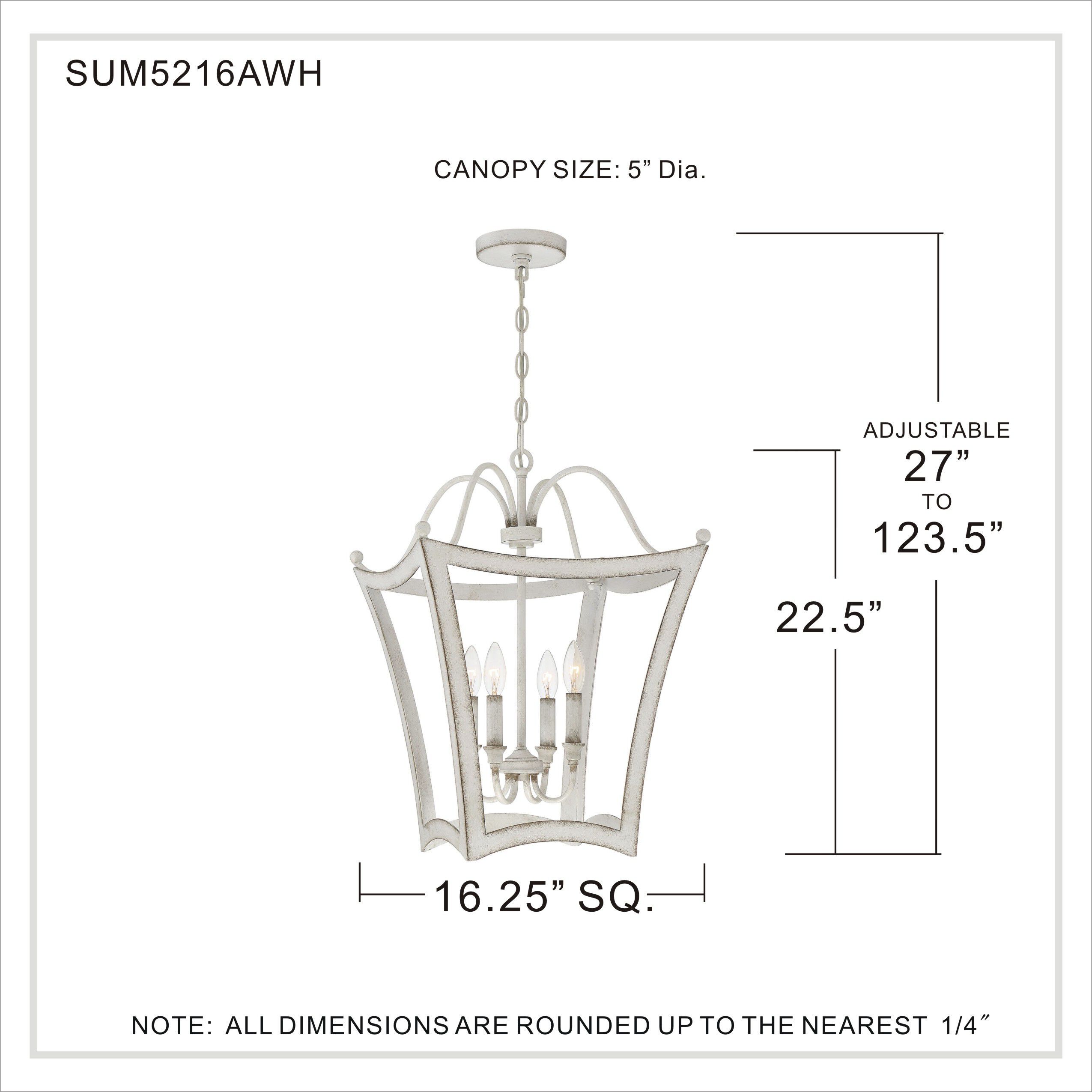 Summerford 4 Light 16 inch Antique White Foyer Pendant Ceiling Light