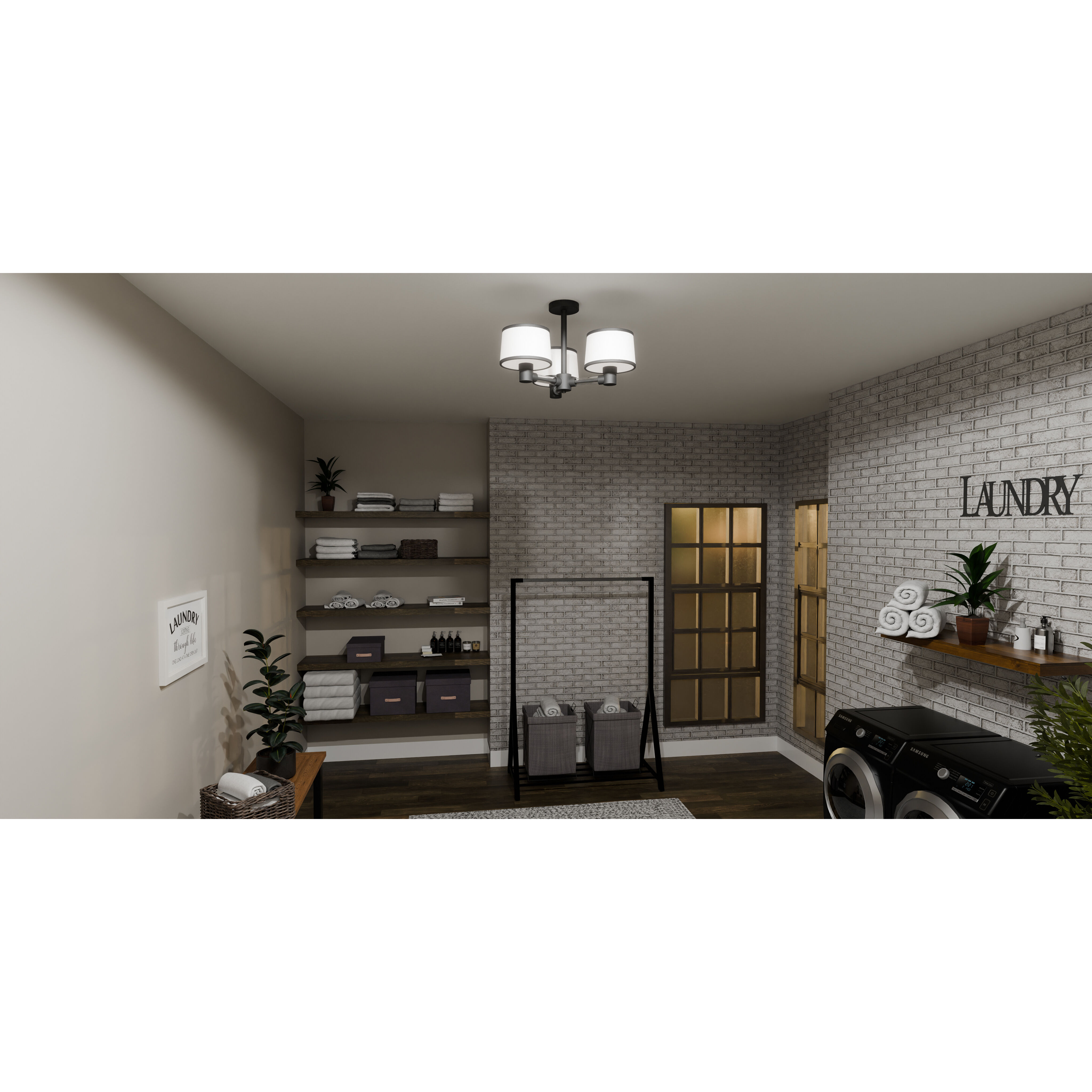 Kylen 3 Light 22 inch Matte Black Semi-Flush Mount Ceiling Light