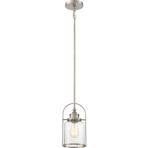 Piccolo 1 Light 7 inch Brushed Nickel Mini Pendant Ceiling Light, Rod Hung