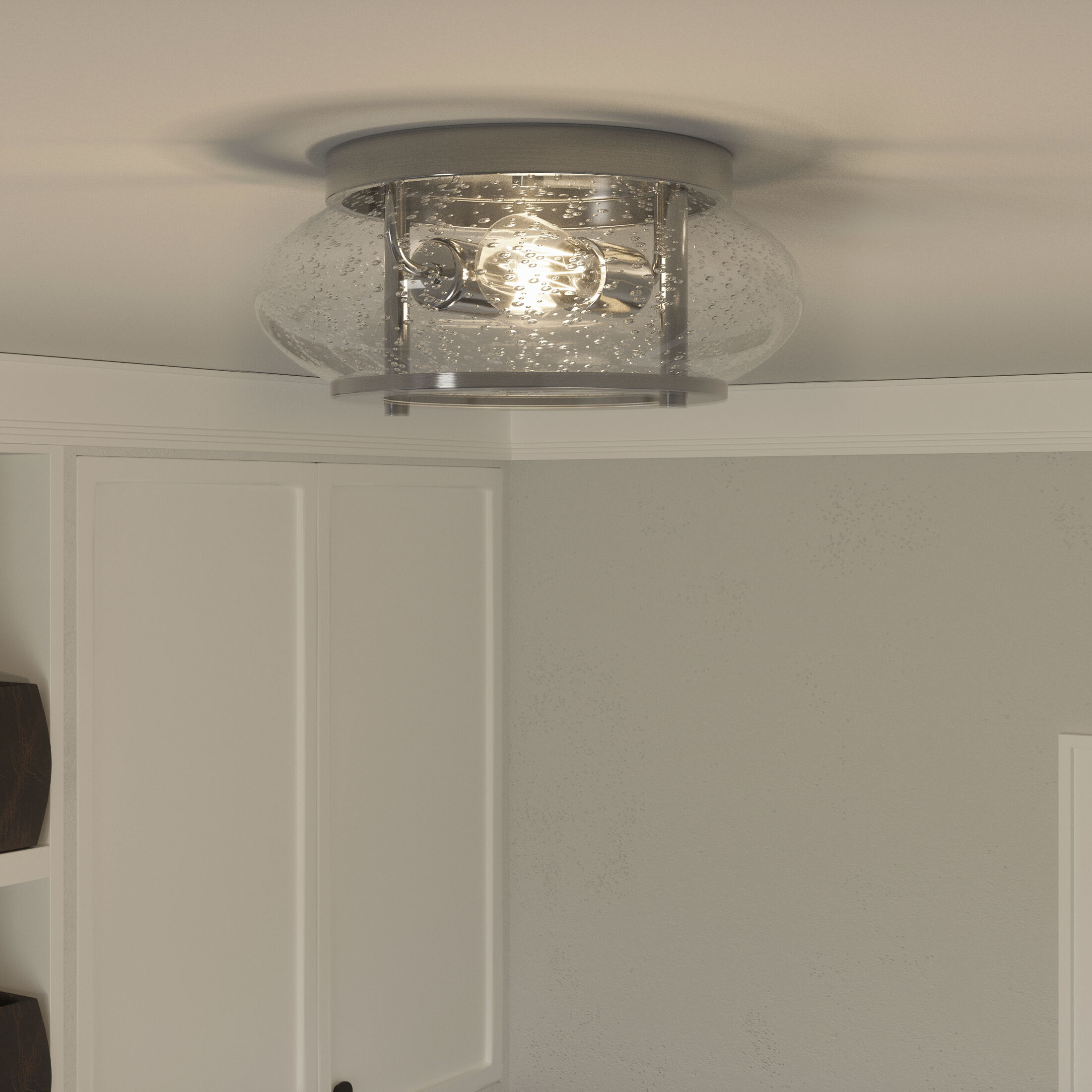 Trilogy 2 Light 12 inch Brushed Nickel Flush Mount Ceiling Light