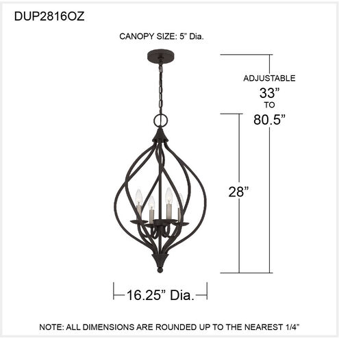 Quoizel DUP2816OZ Dupont 4 Light 16 inch Old Bronze Pendant Ceiling Light