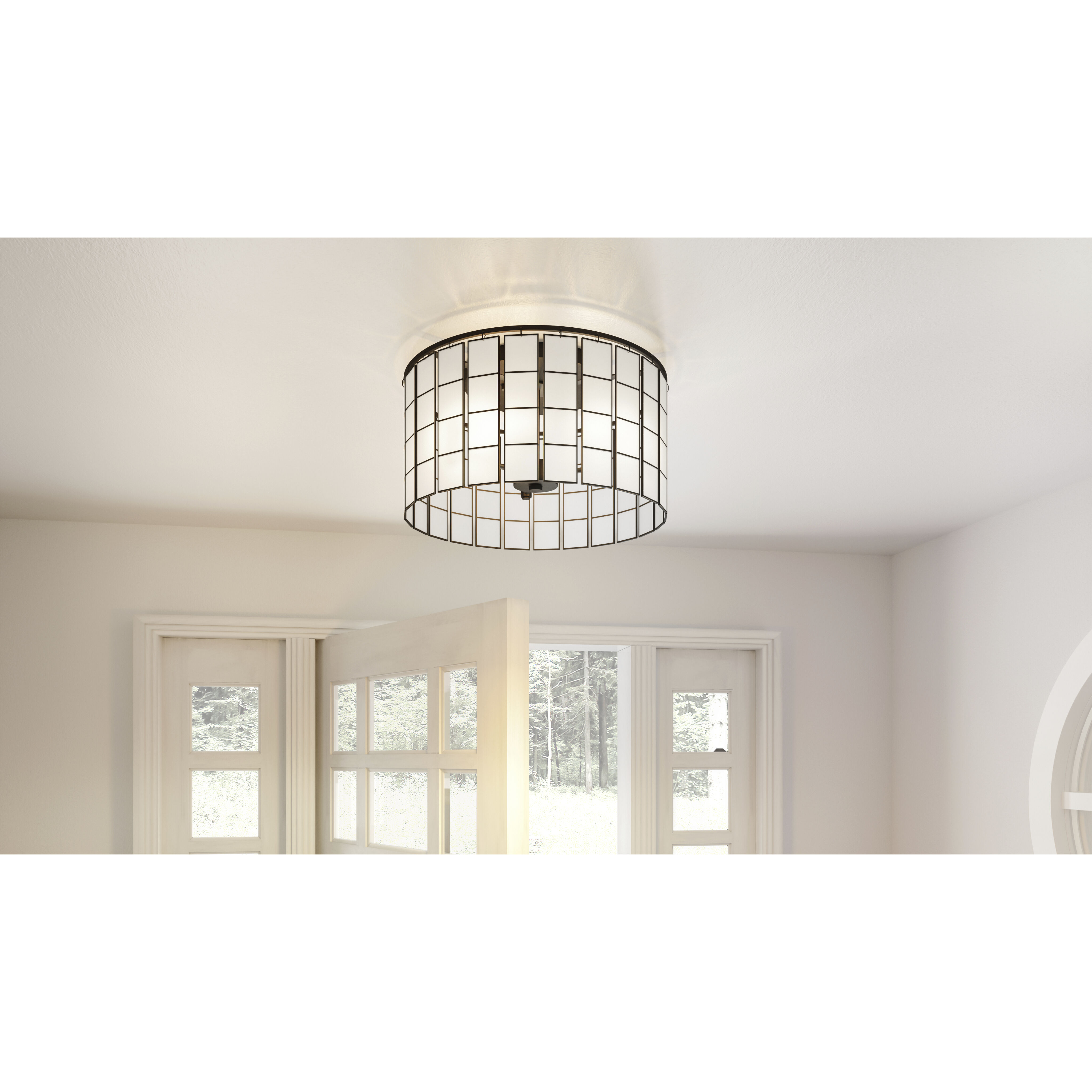 Seigler 3 Light 14 inch Matte Black Semi-Flush Mount Ceiling Light