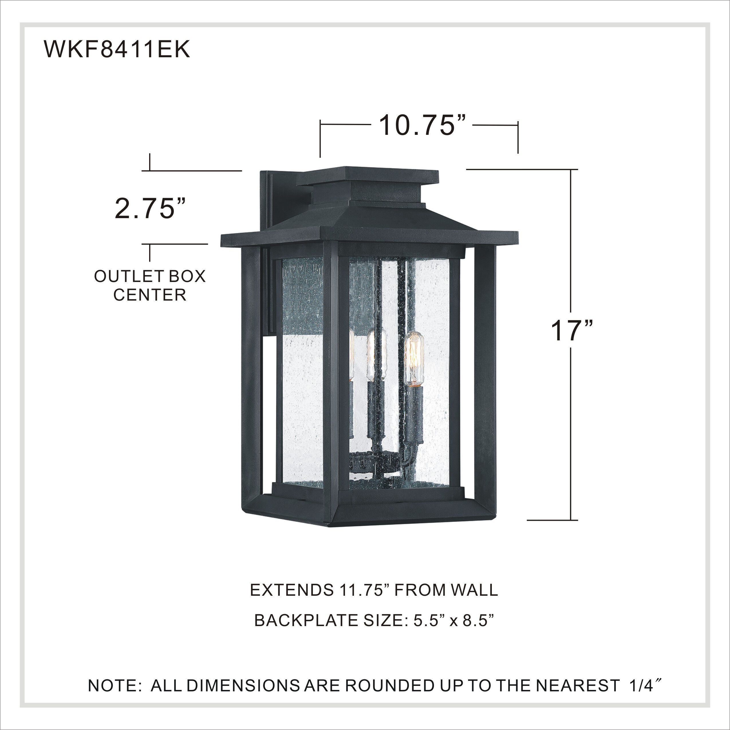 Wakefield 3 Light 17 inch Earth Black Outdoor Wall Lantern