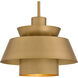 Lumi 1 Light 14 inch Brushed Weathered Brass Pendant Ceiling Light