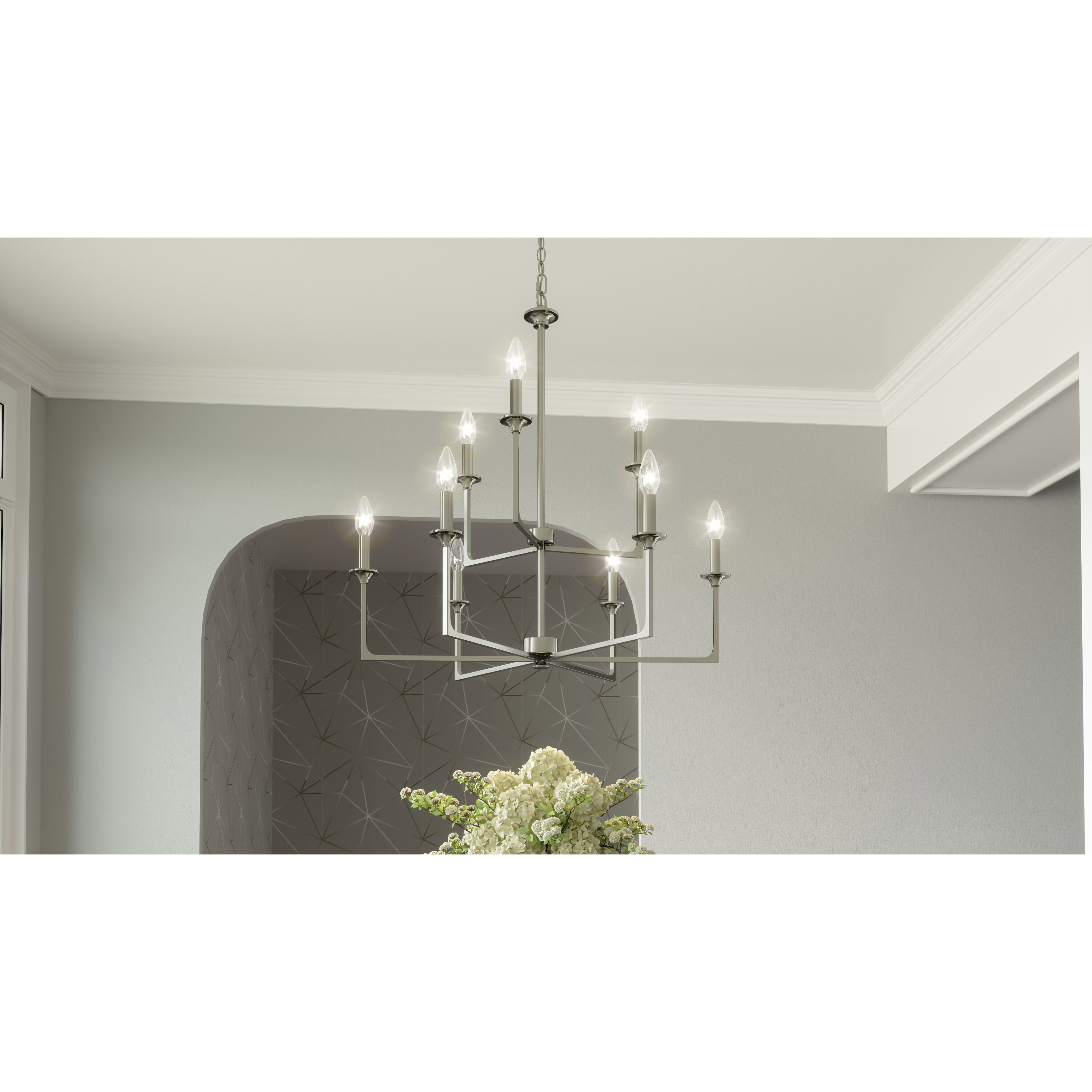 Prescott 9 Light 32 inch Brushed Nickel Chandelier Ceiling Light