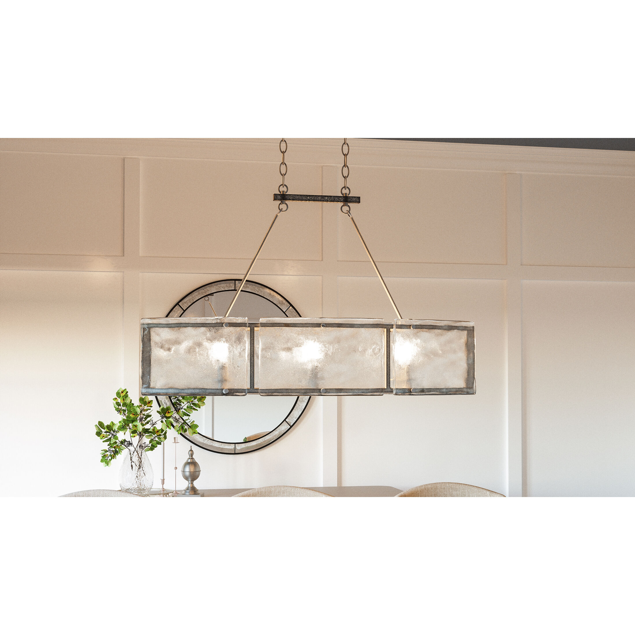Fortress 6 Light 39 inch Mottled Silver Island Chandelier Ceiling Light
