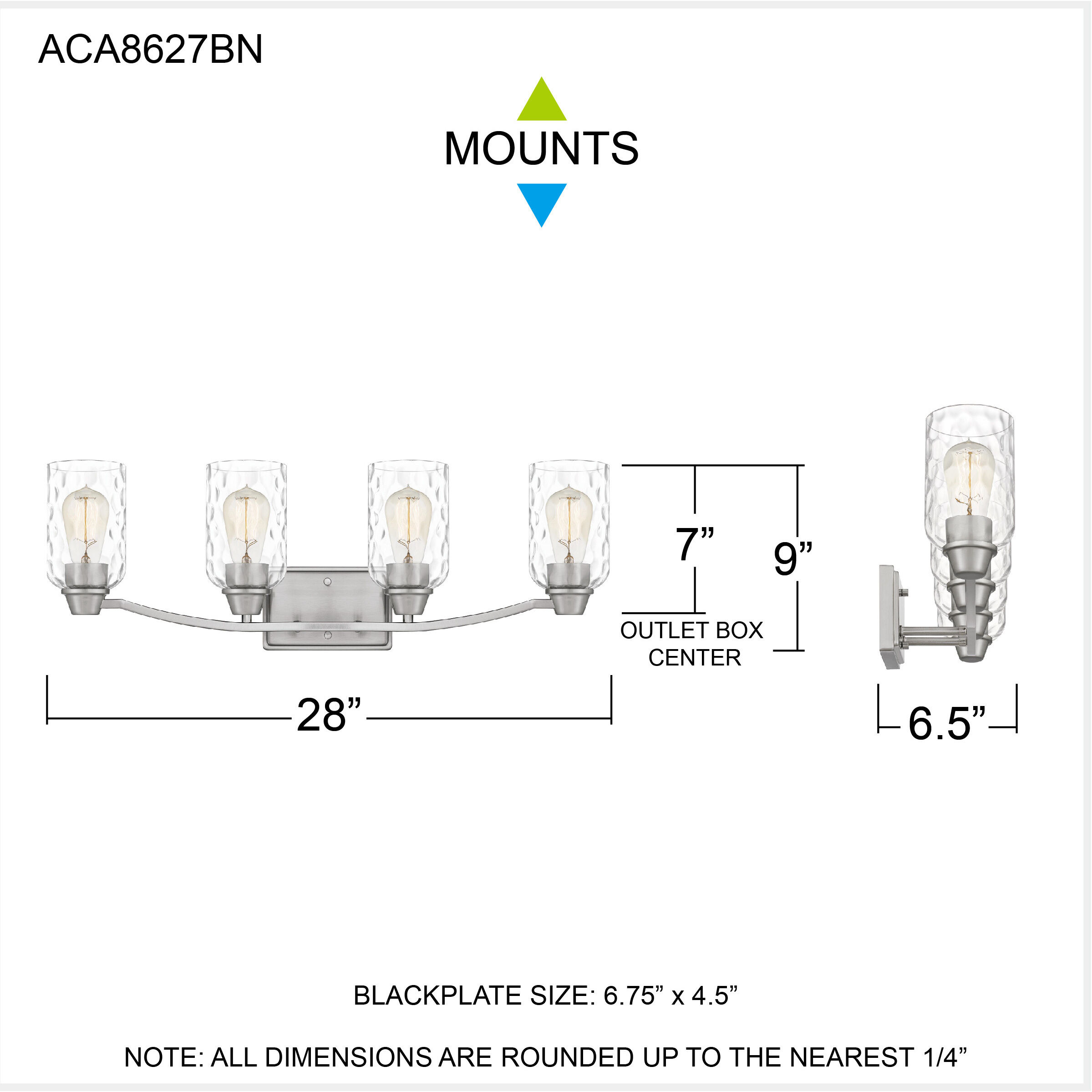 Acacia 4 Light 28 inch Brushed Nickel Bath Light Wall Light, Extra Large