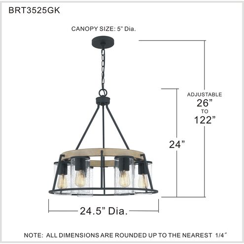 Brockton 6 Light 25 inch Grey Ash Chandelier Ceiling Light