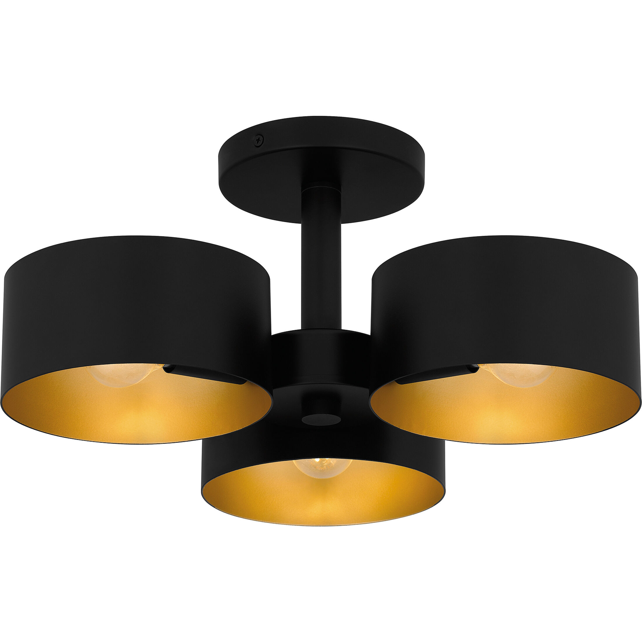 Nala 3 Light 16.25 inch Matte Black Semi-Flush Mount Ceiling Light, Medium