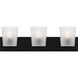 Gray 3 Light 24 inch Matte Black Bath Light Wall Light, Large