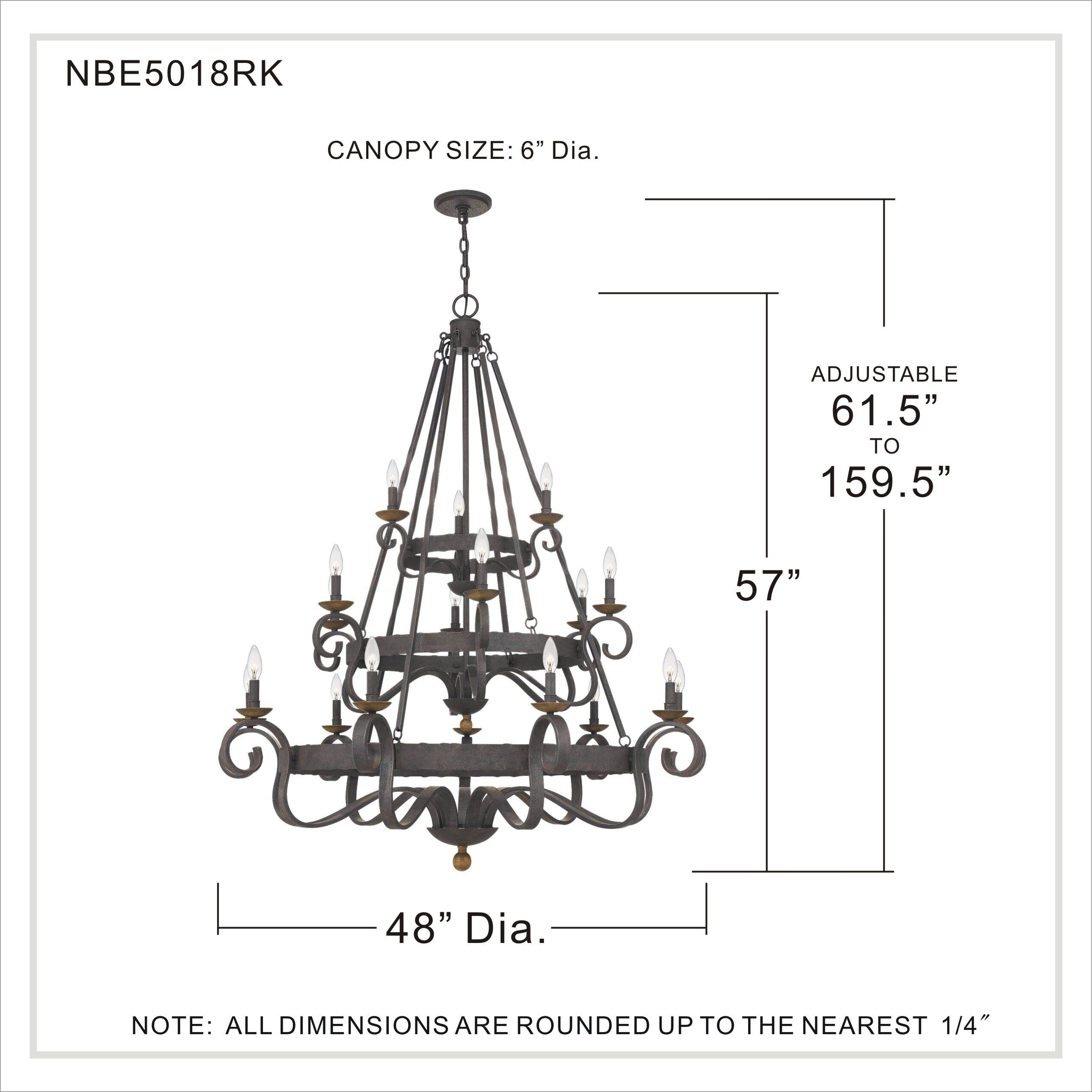 Noble 18 Light 48 inch Rustic Black Chandelier Ceiling Light
