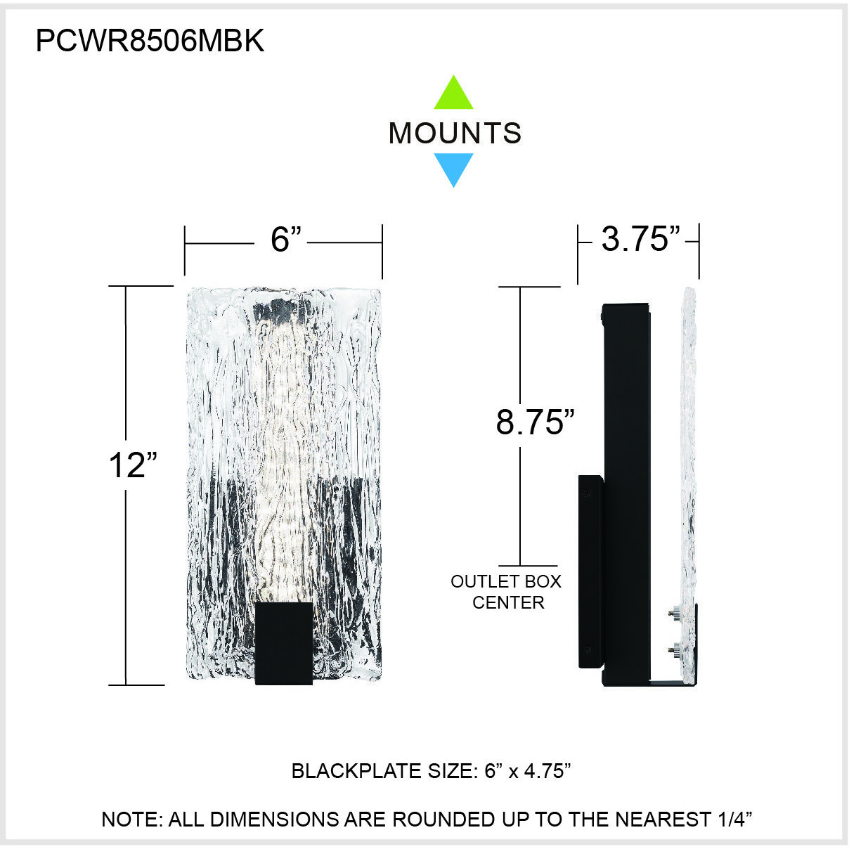 Winter LED 6 inch Matte Black ADA Wall Sconce Wall Light