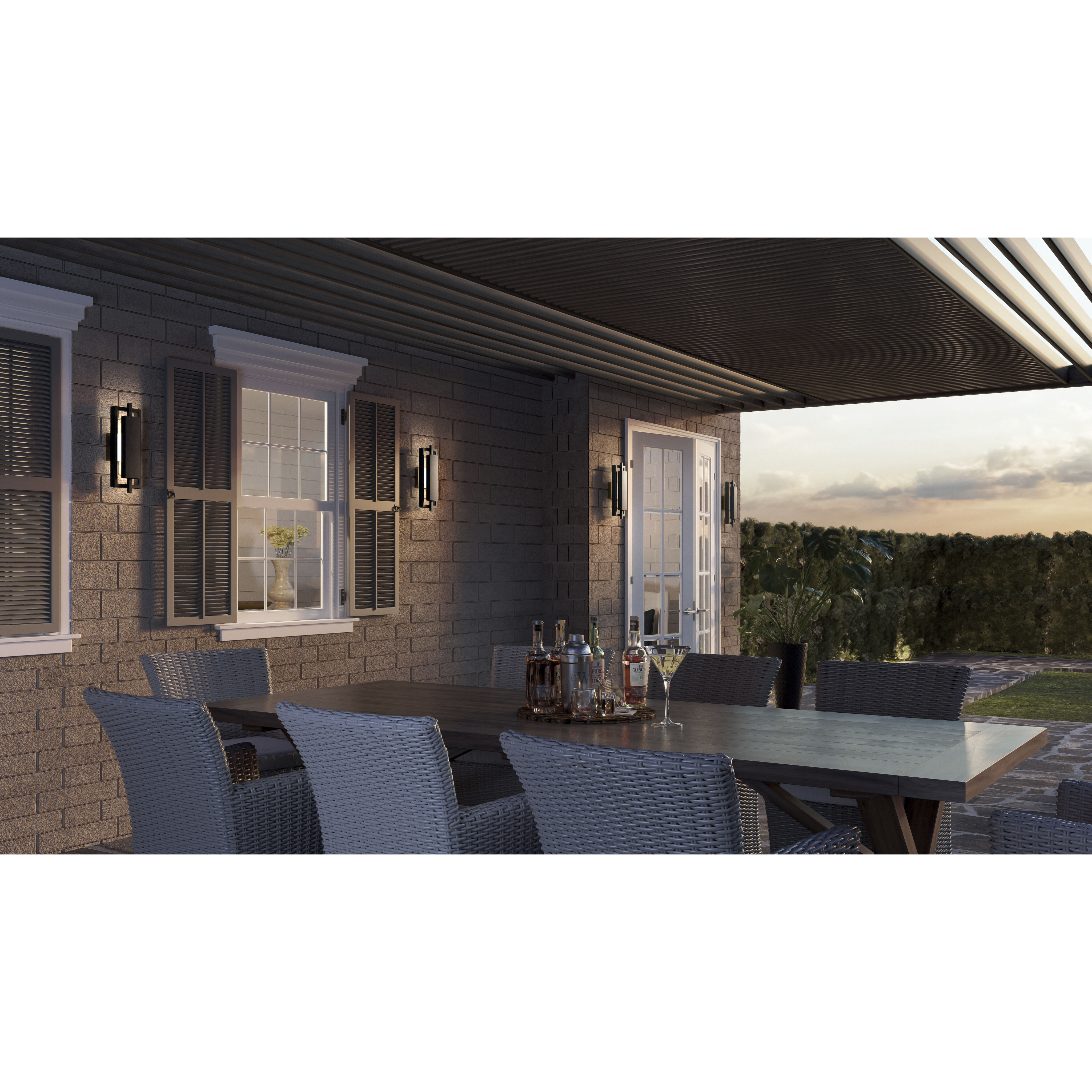 Pointsett LED 16 inch Matte Black Outdoor Wall Lantern