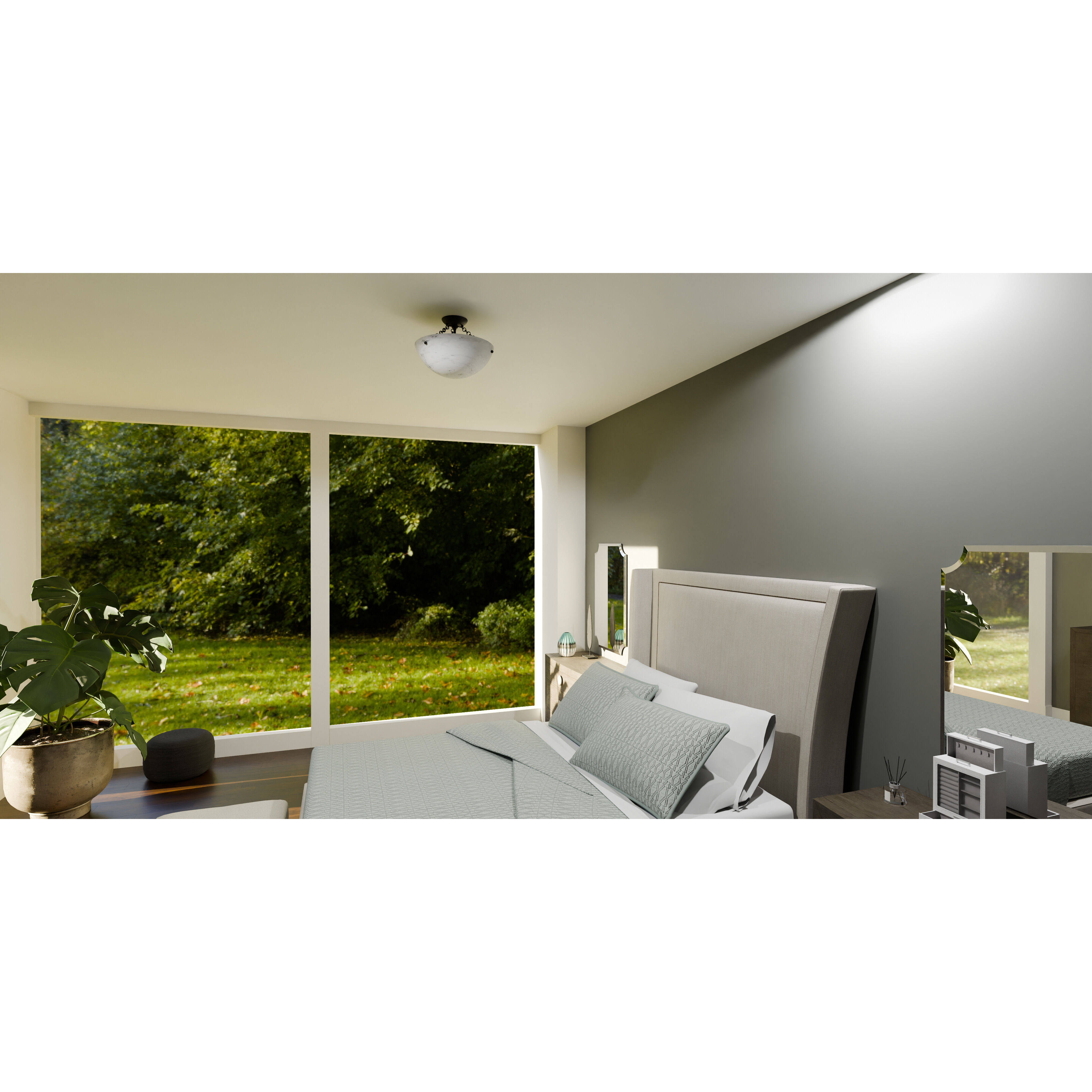 Baylor 3 Light 15 inch Matte Black Semi-Flush Mount Ceiling Light, Medium