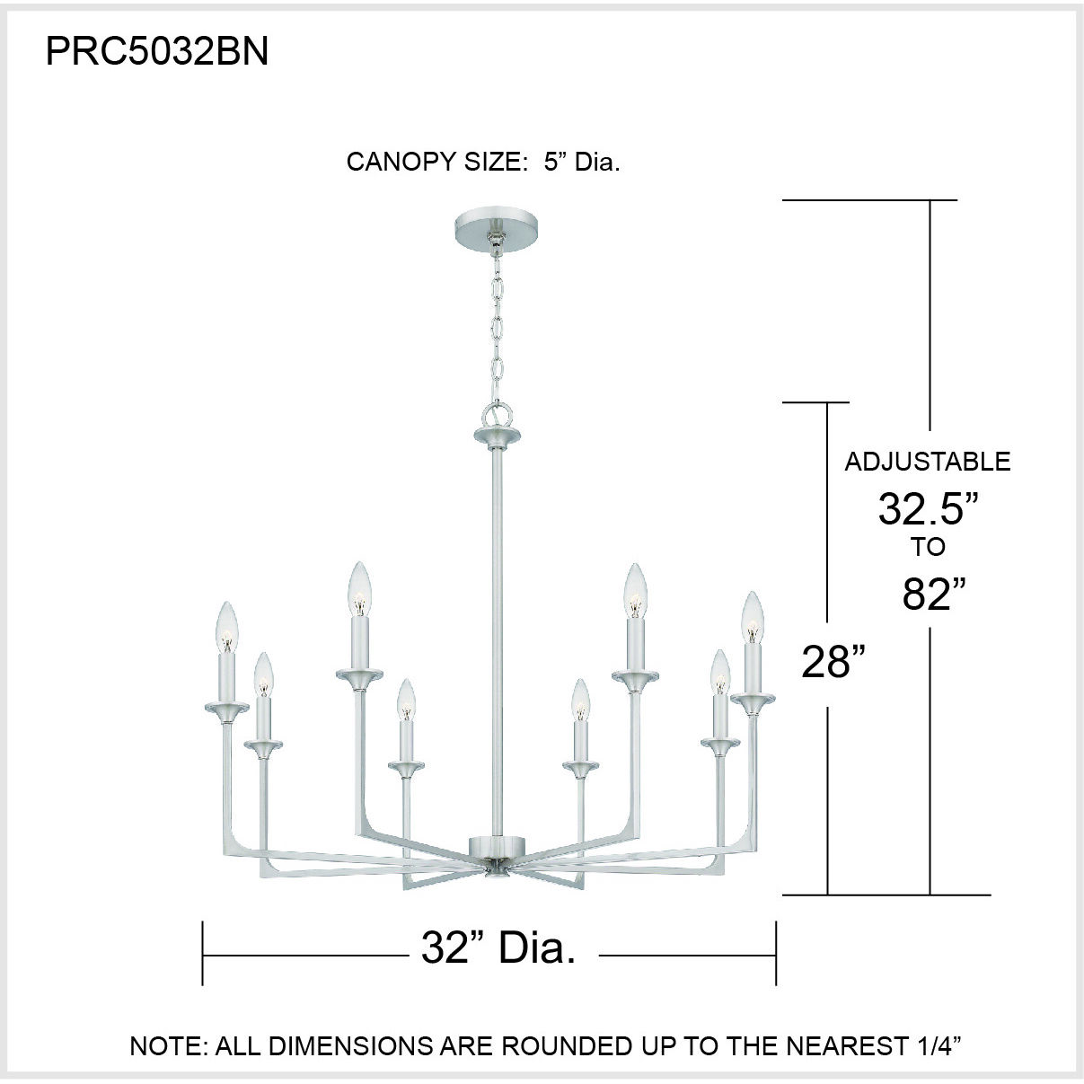 Prescott 8 Light 32 inch Brushed Nickel Chandelier Ceiling Light