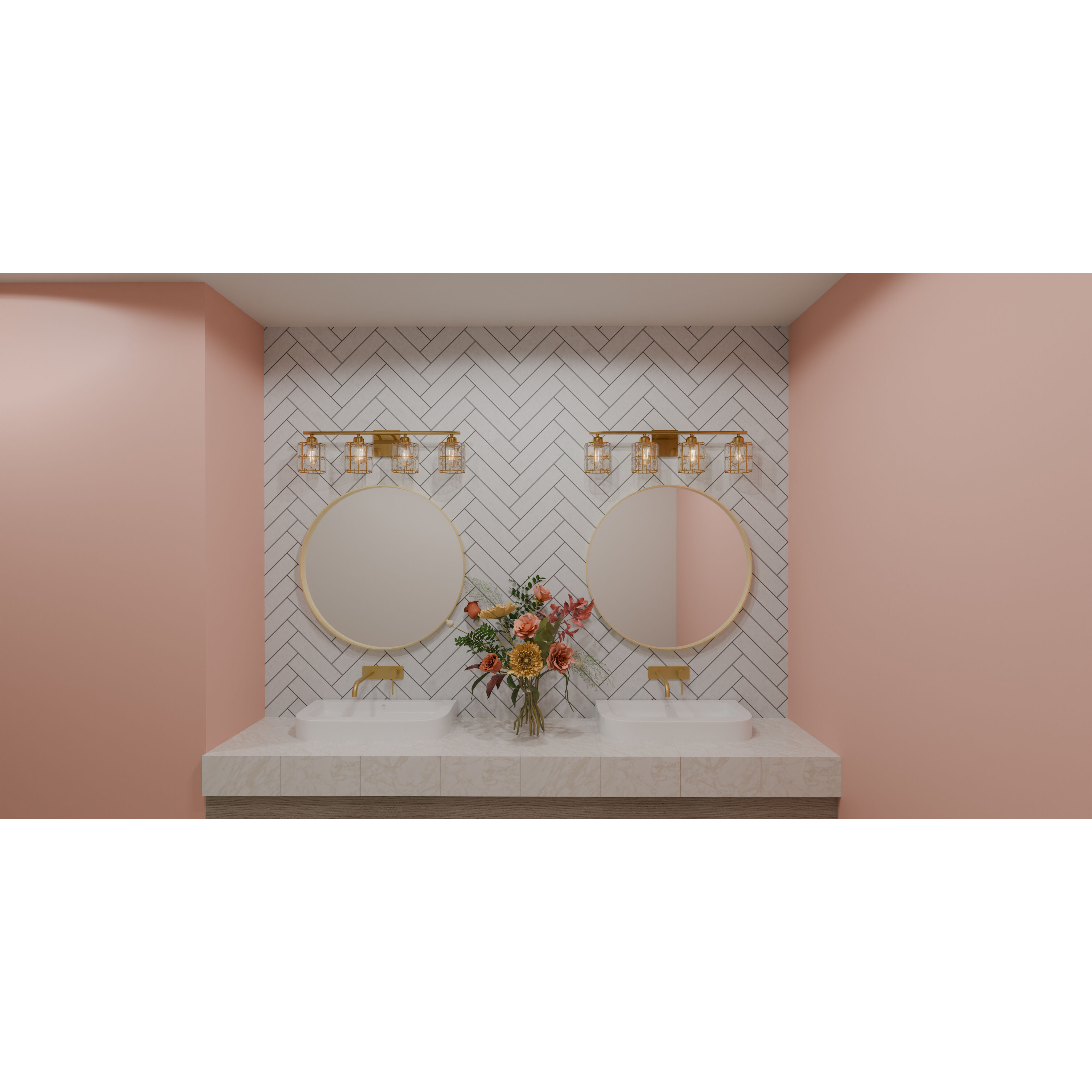 Gibson 4 Light 29.5 inch Aged Brass Bath Light Wall Light, Extra Large