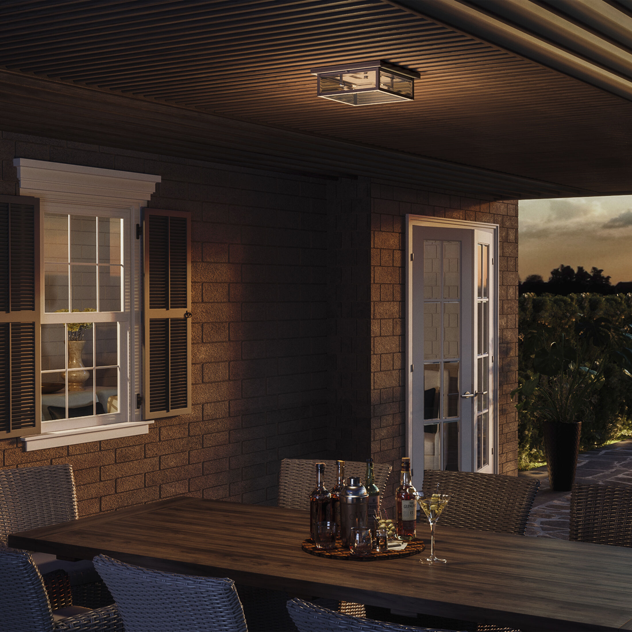 Westover 2 Light 12 inch Western Bronze Outdoor Flush Mount