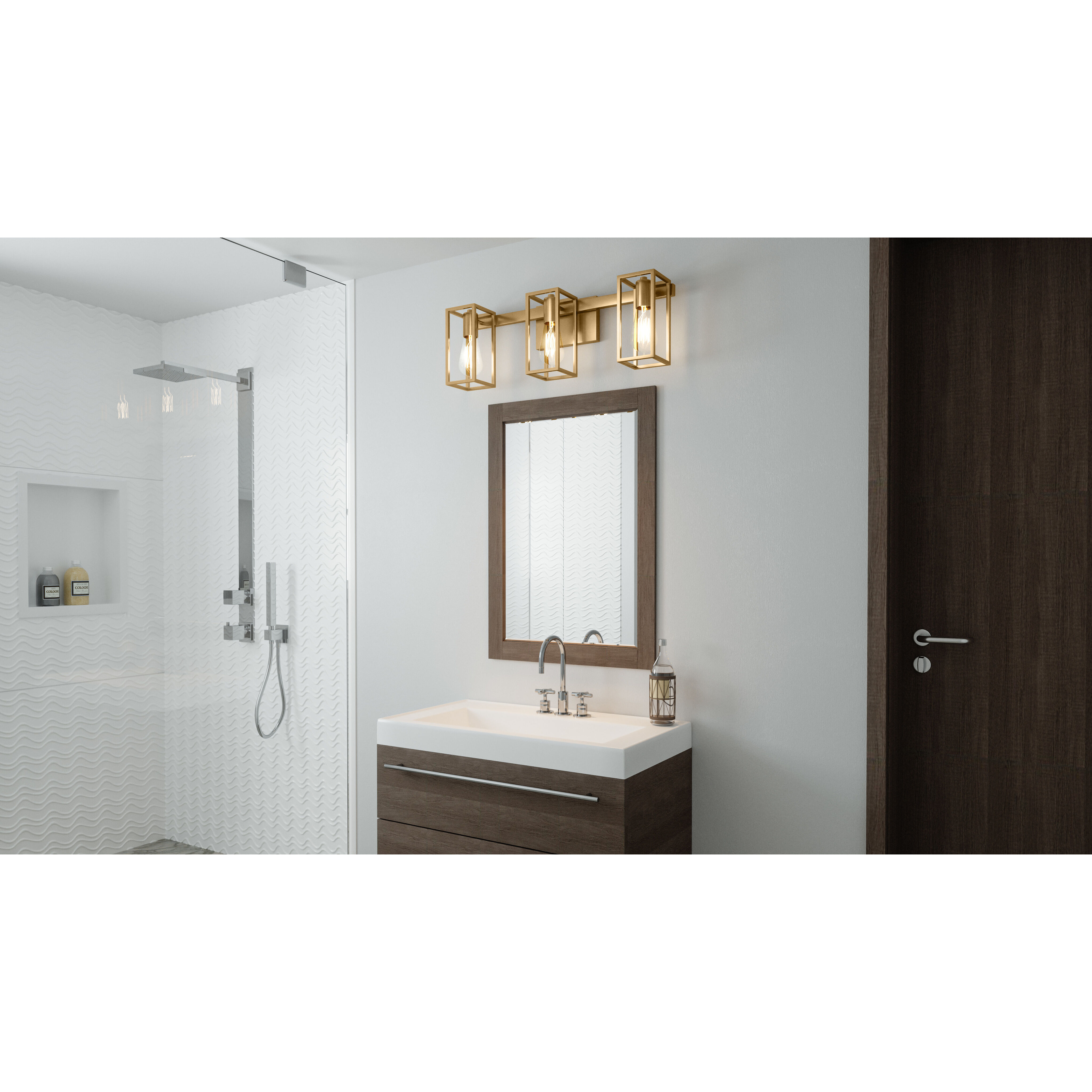 Leighton 3 Light 24 inch Weathered Brass Bath Light Wall Light, Large