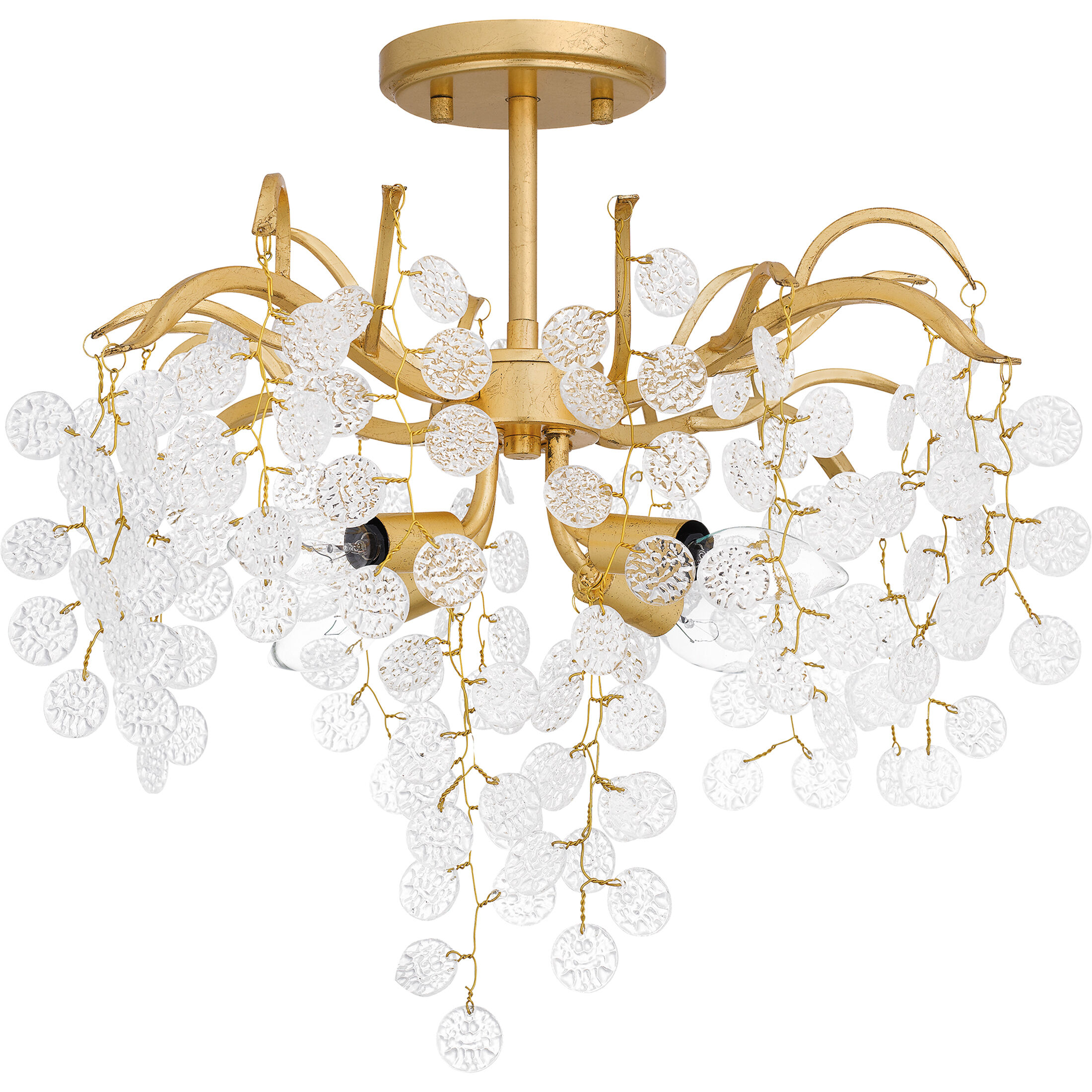 Maple 4 Light 22 inch Gold Leaf Semi-Flush Mount Ceiling Light, Extra Large