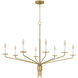 Alexander 8 Light 40 inch Brushed Gold Chandelier Ceiling Light