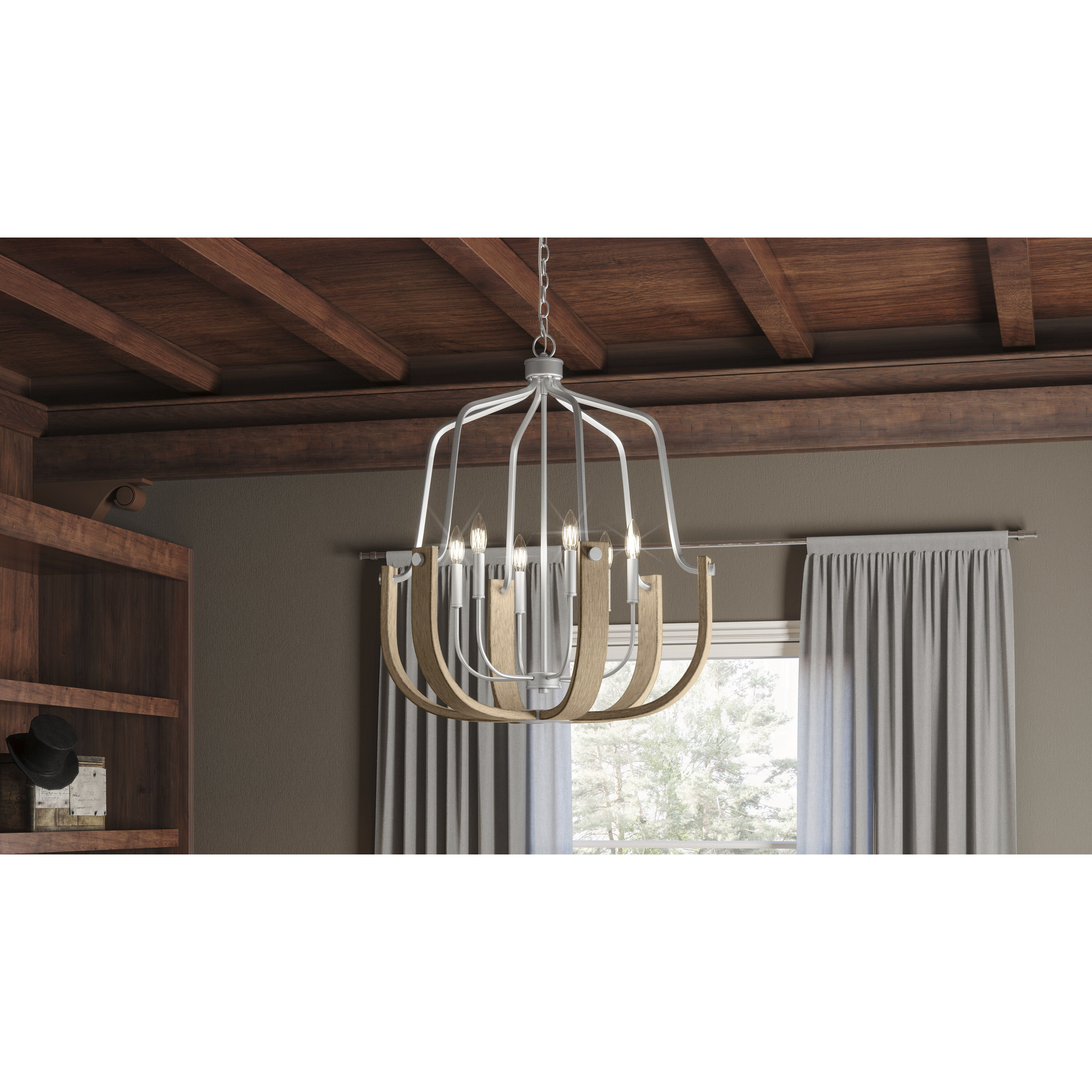 Challis 6 Light 28 inch Antique Nickel Chandelier Ceiling Light