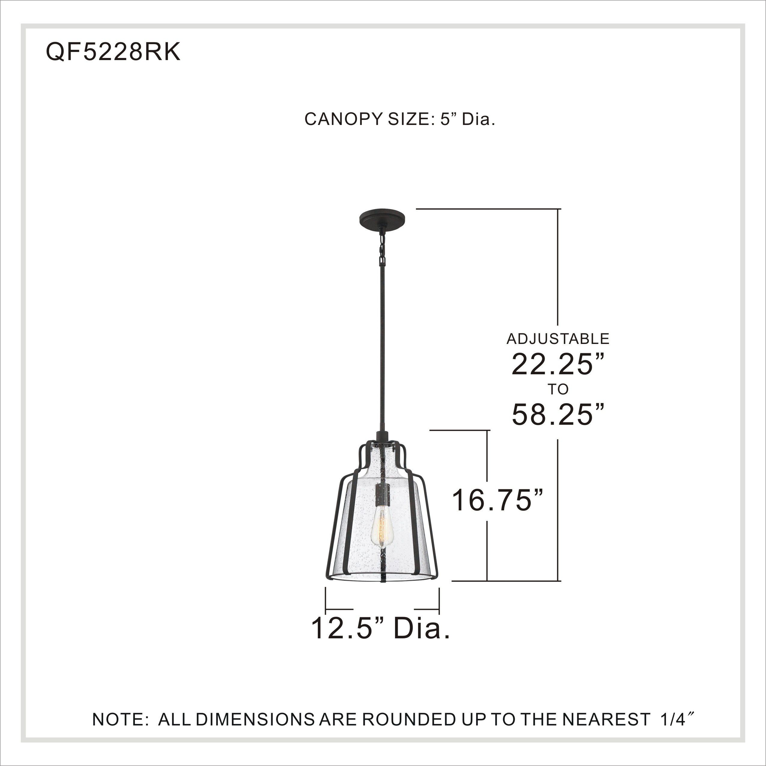 Haverford 1 Light 13 inch Rustic Black Pendant Ceiling Light