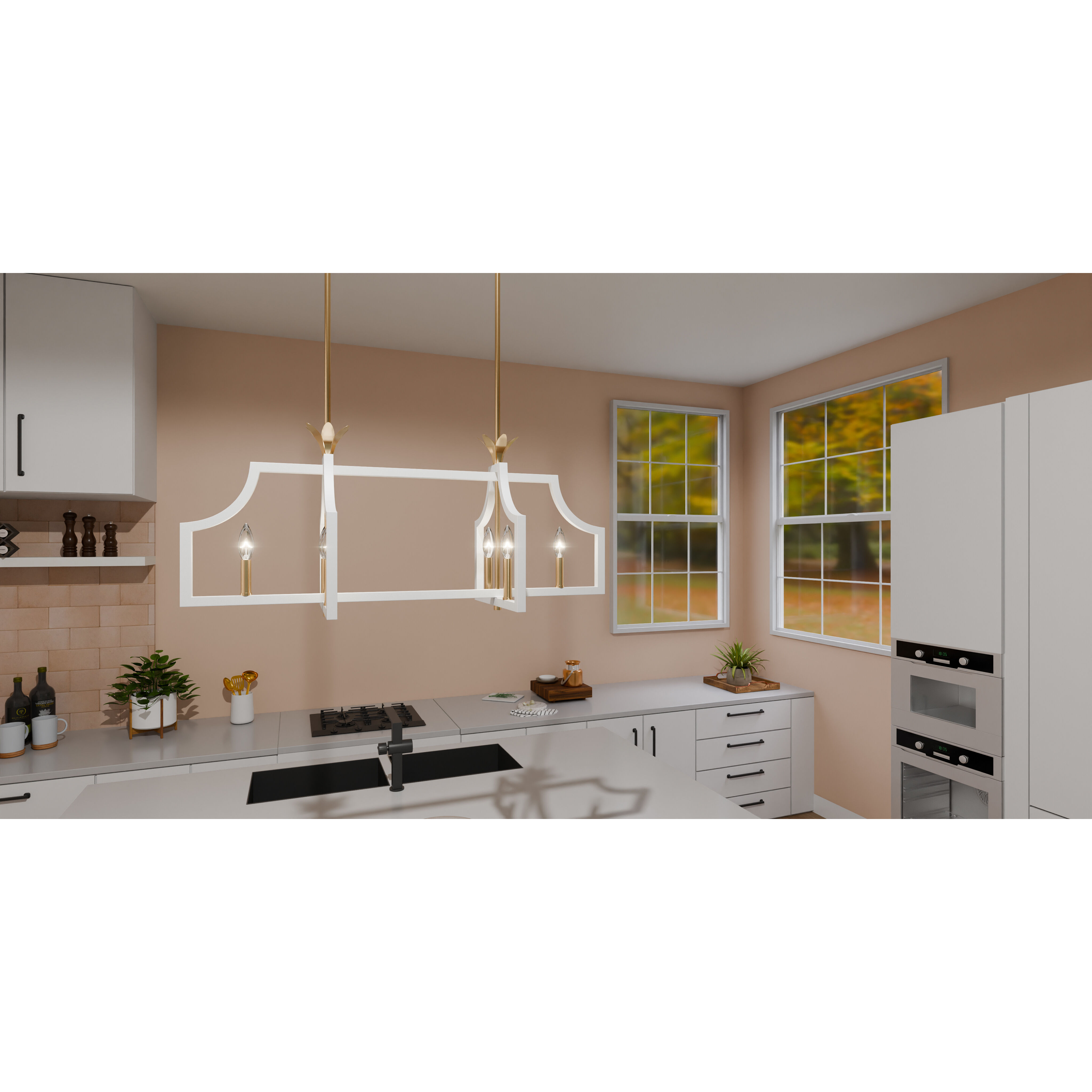 Dusty Lane 6 Light 38 inch White Island Light Ceiling Light