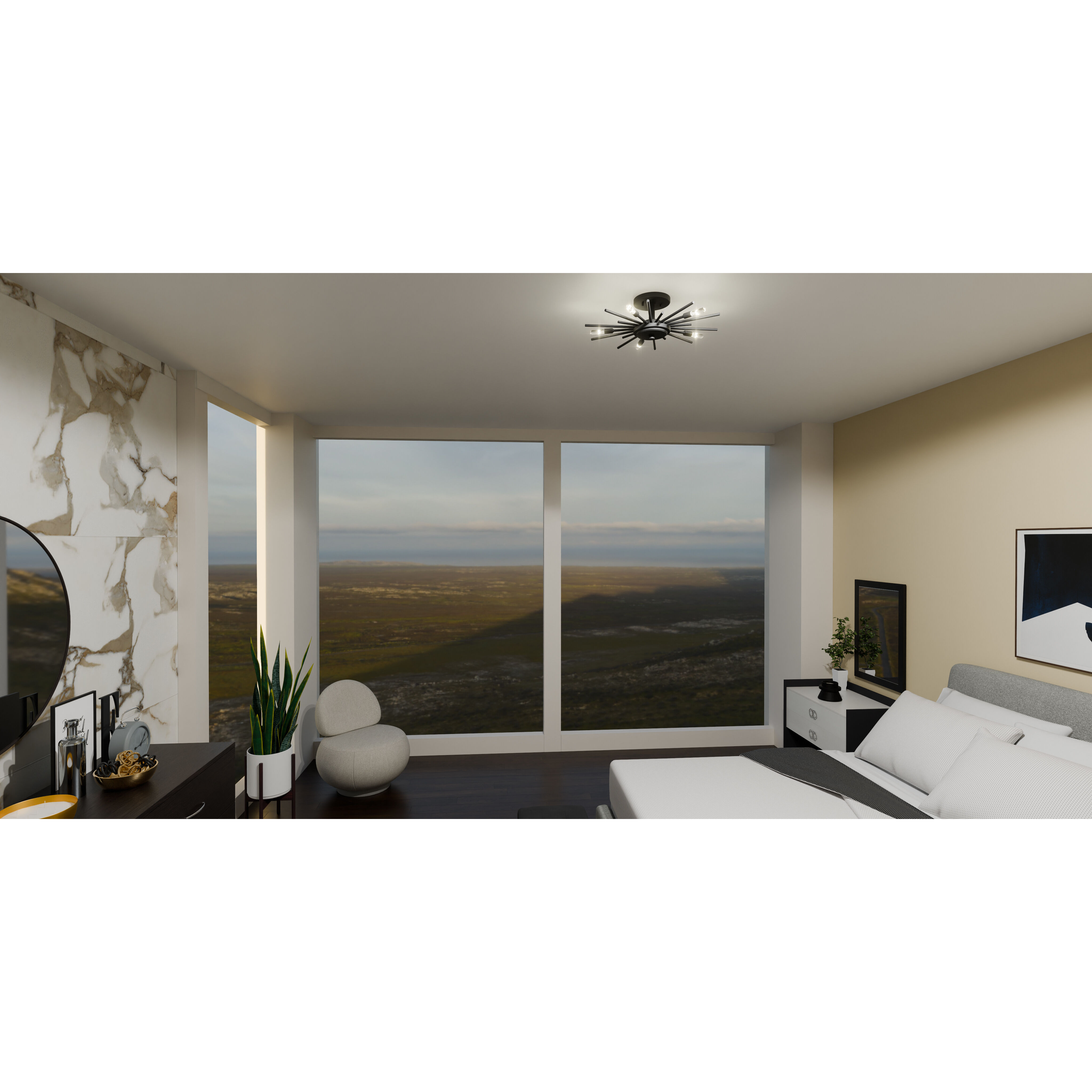 Mesquite 5 Light 22 inch Matte Black Semi-Flush Mount Ceiling Light